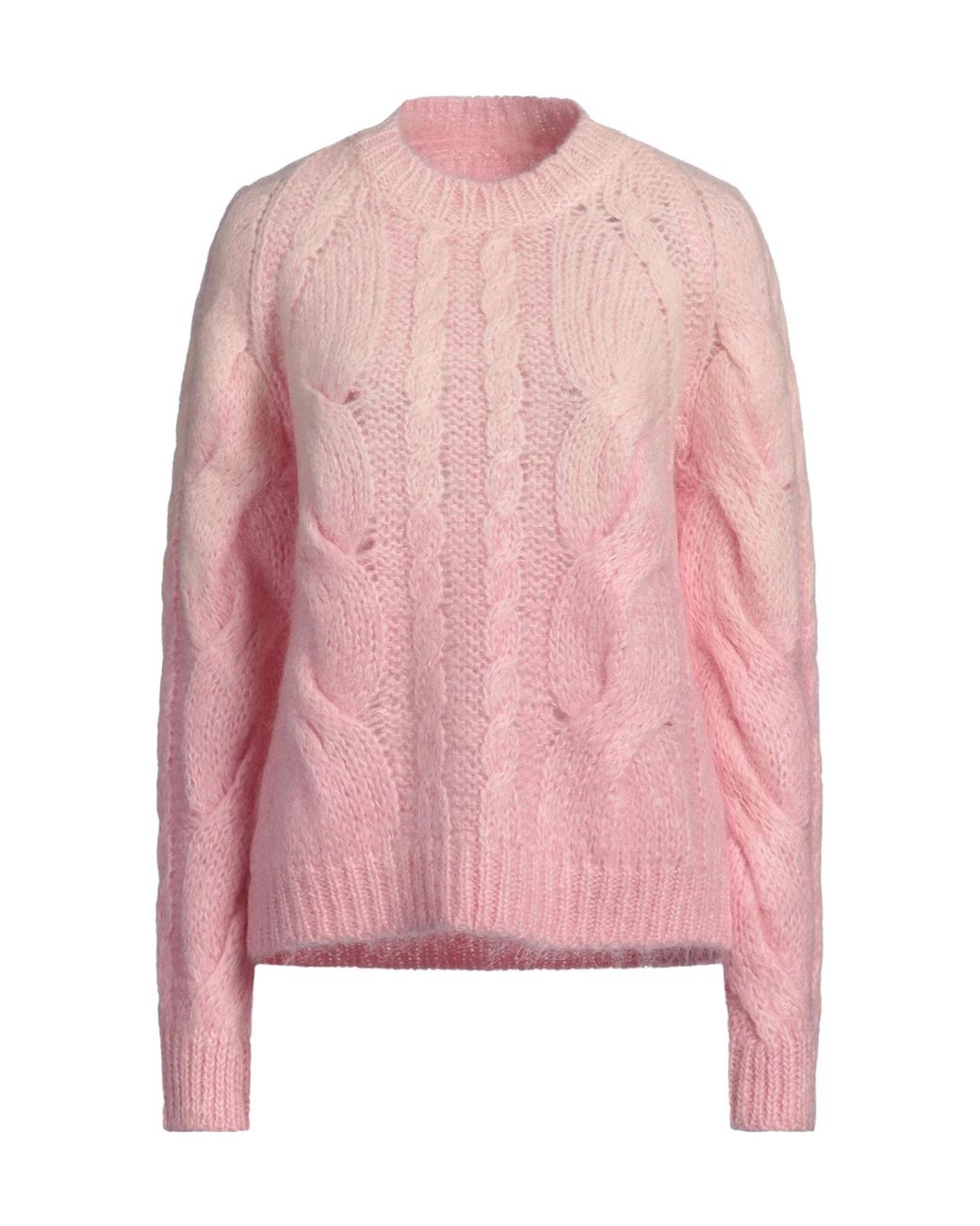 Maison Margiela Pink Gradient Crew-Neck Cable-Knit Sweater