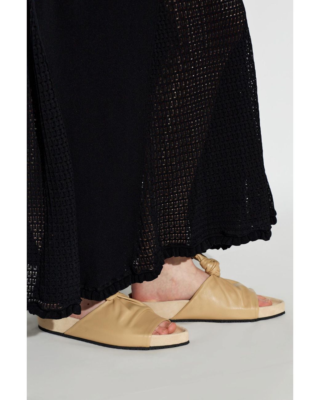 Lanvin Brown Cocoon Knot Detail Slides