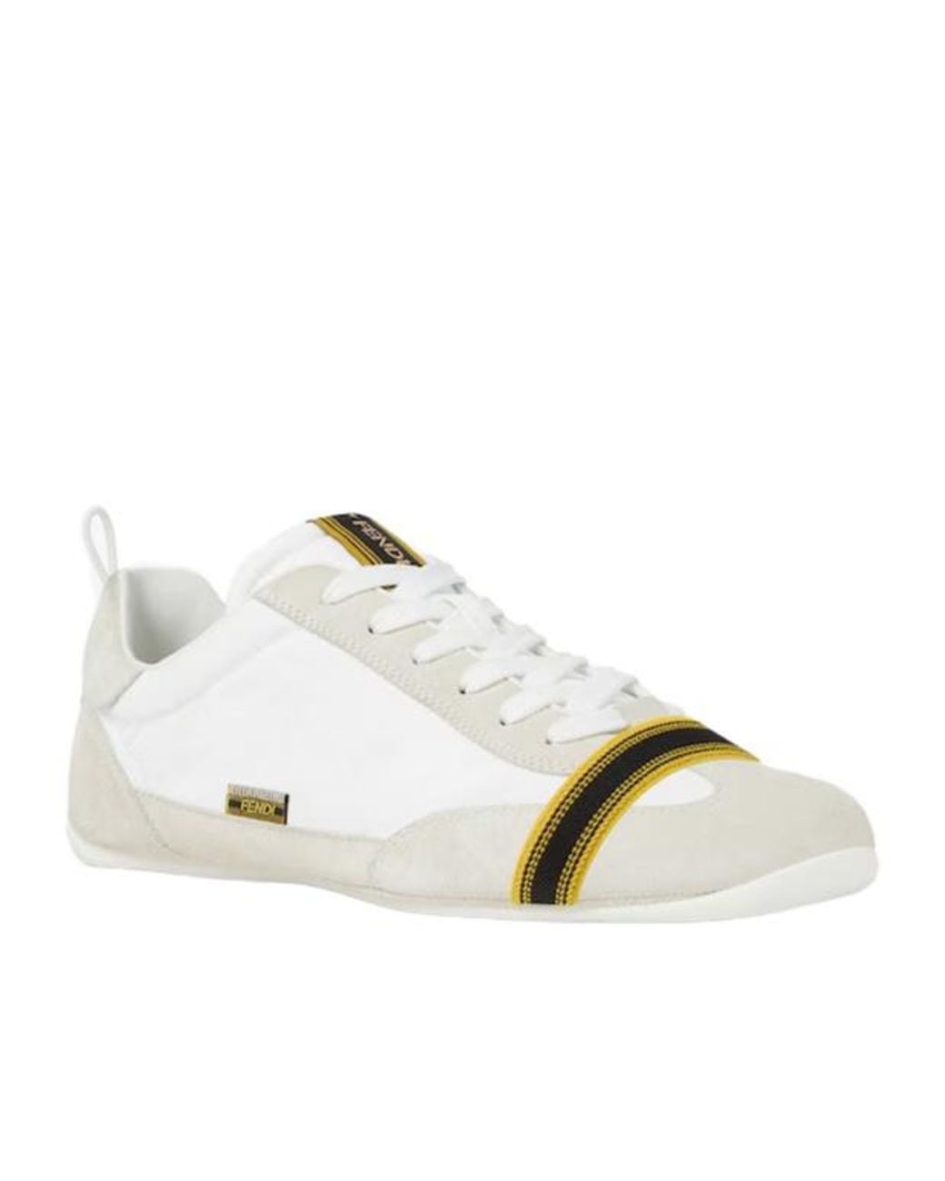 Fendi White Wrap Elastic-Band Low-Top Sneakers for men