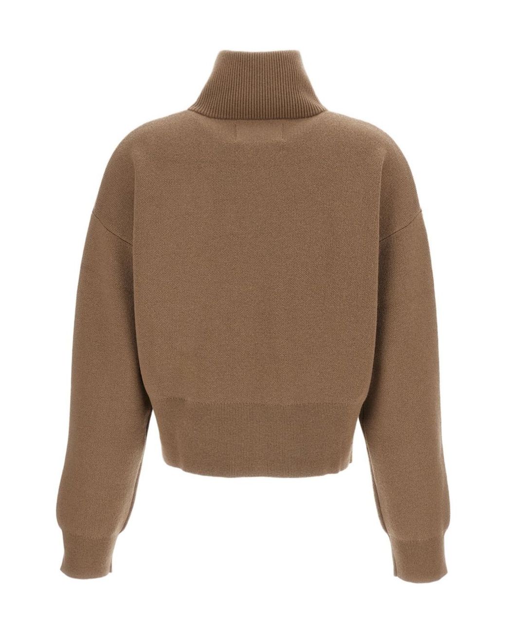 Extreme Cashmere Brown High-Neck Zip-Up Cardigan