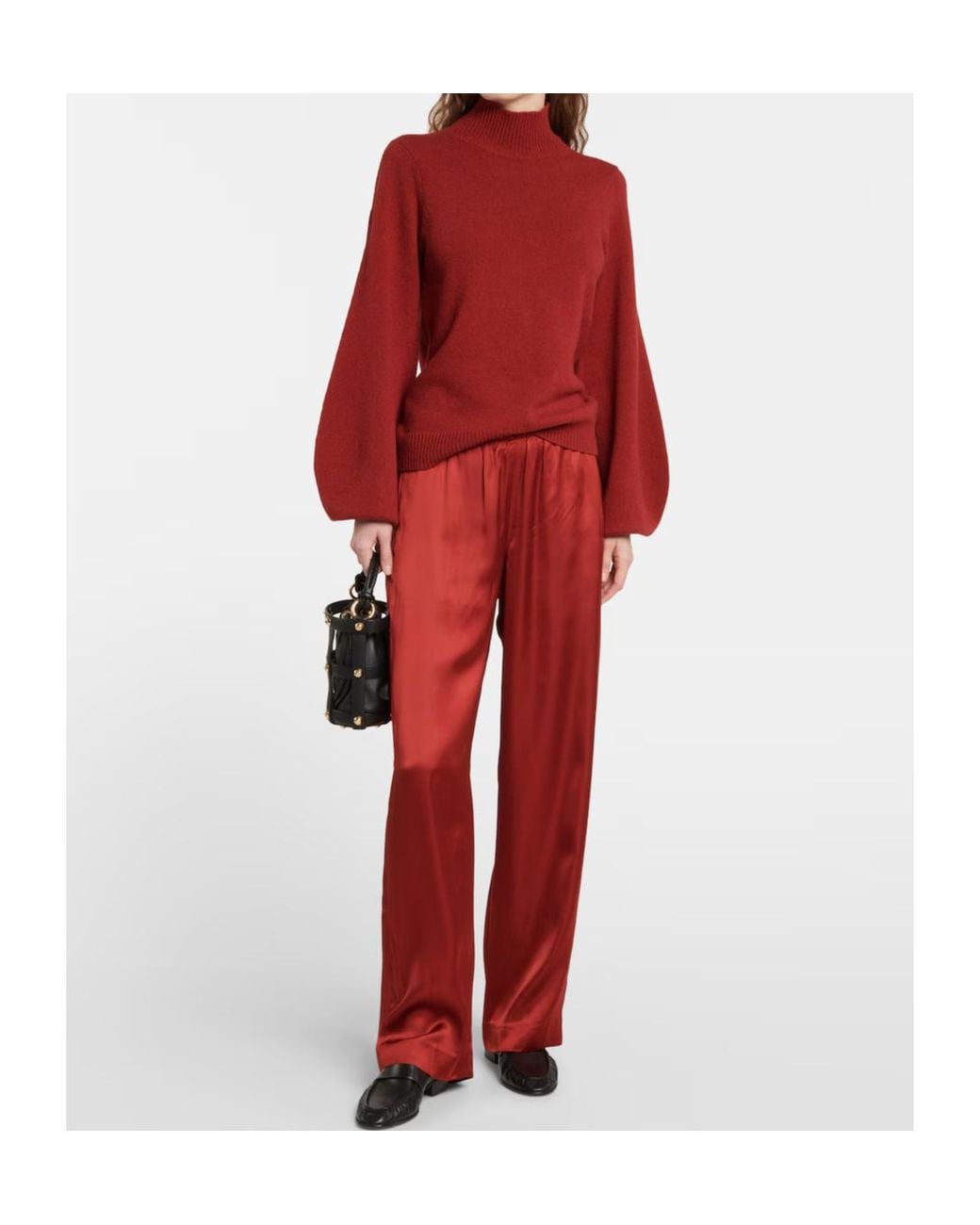 Vince Red Elastic Satin Casual Pants