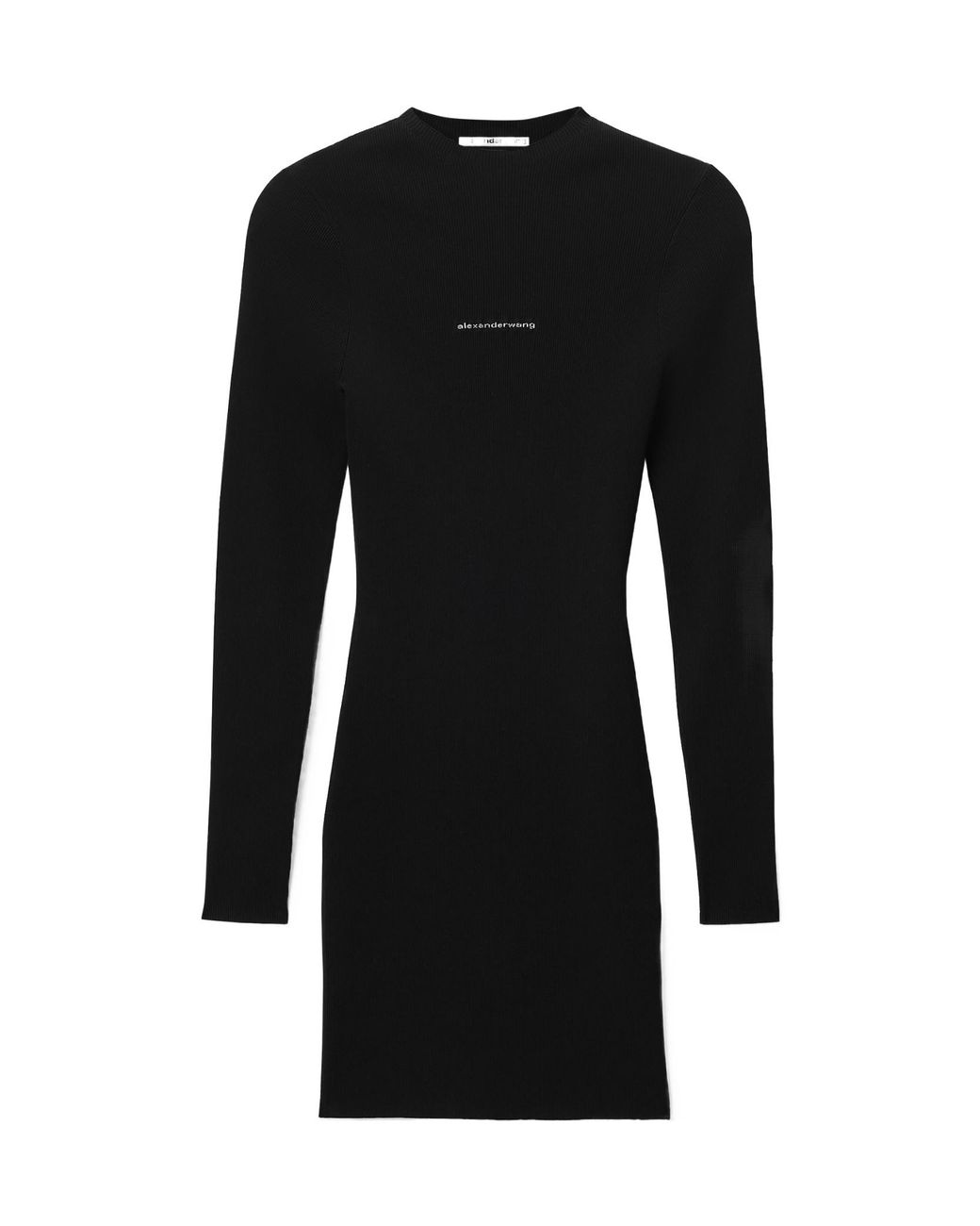 Alexander Wang Black Logo Long-Sleeved Crewneck Mini Dress