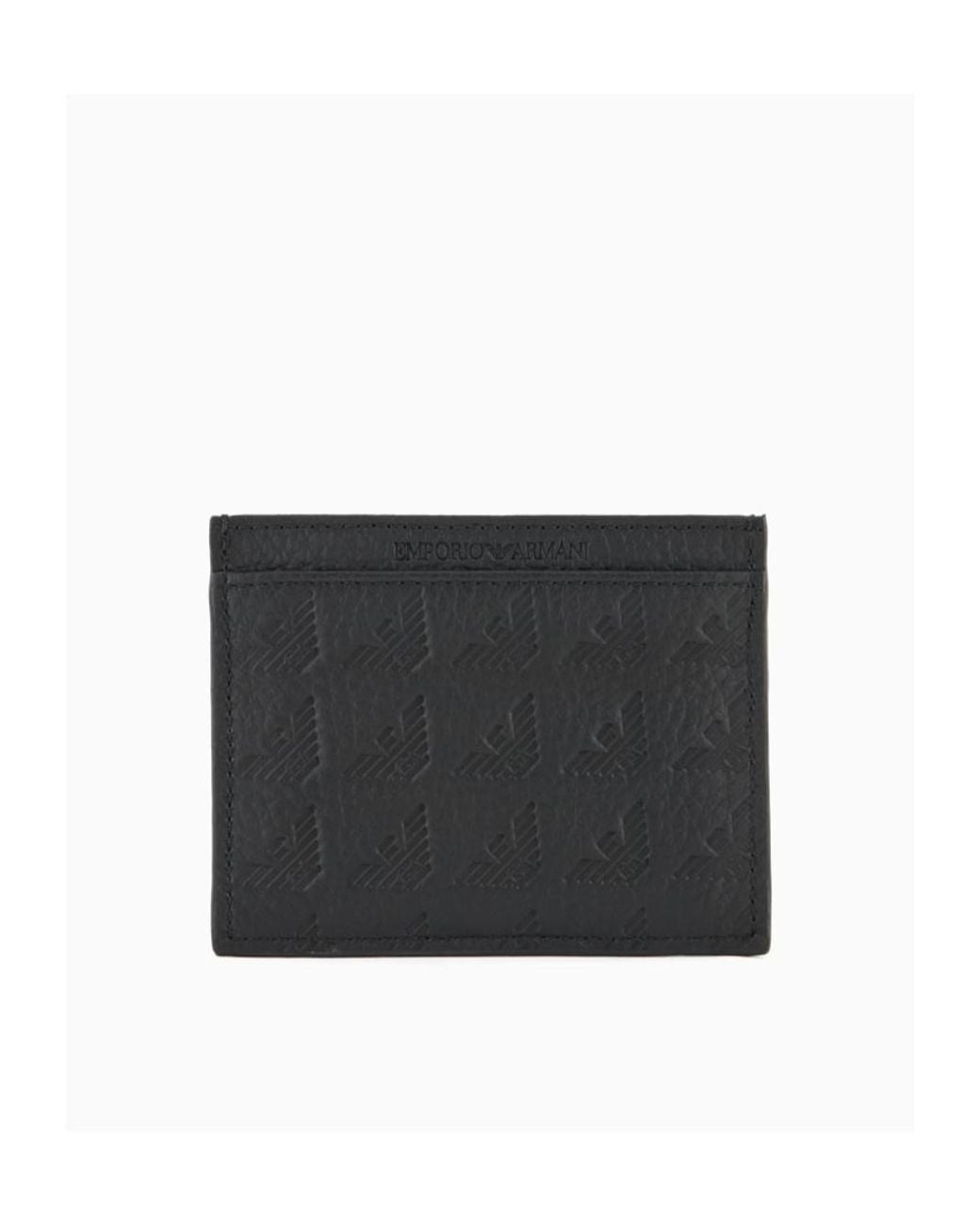 Emporio Armani Black Logo Plaque Card Holder for men