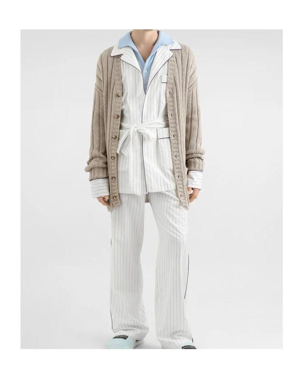 Dolce & Gabbana White Cotton-Blend Cardigan for men
