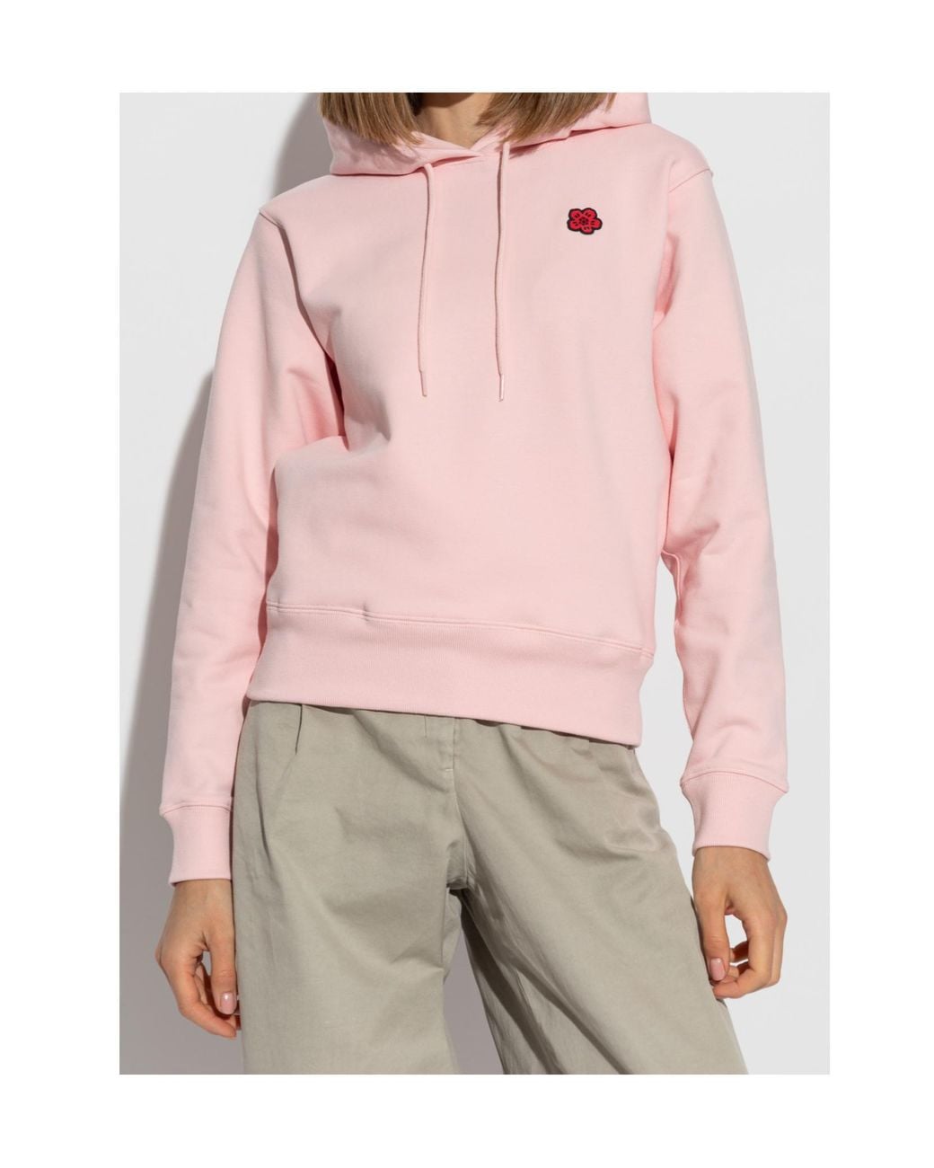 KENZO Pink Logo Patch Drawstring Hoodie