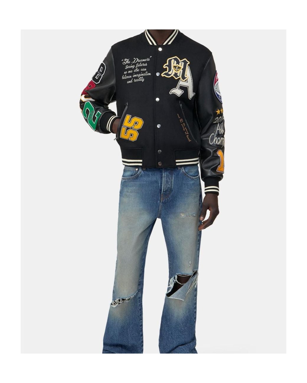 Amiri Black Varsity Patch Jacket for men