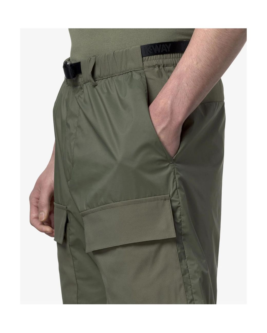 K-Way Green Berger Belted Shorts for men