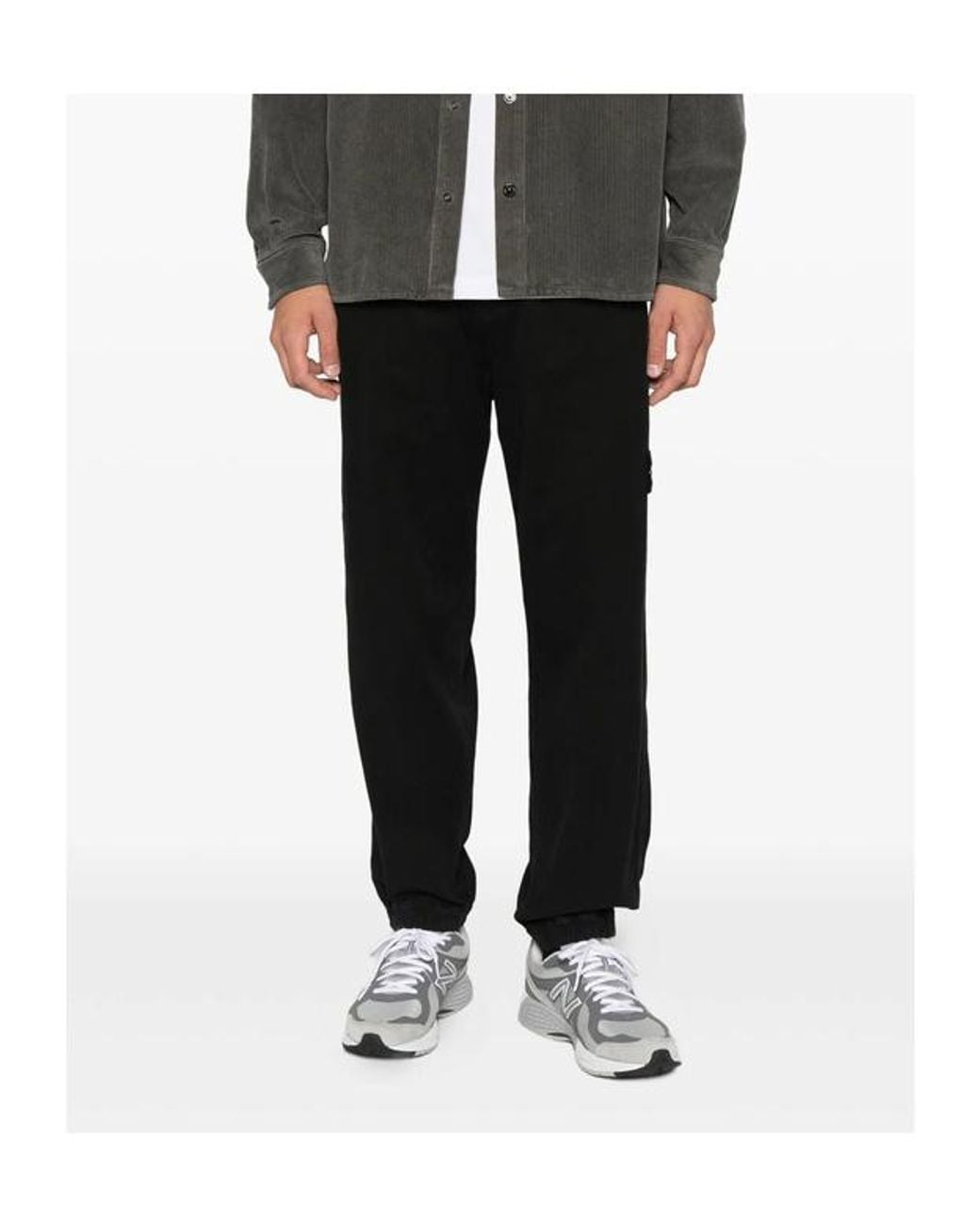 Stone Island Black Logo Patch Trousers for men