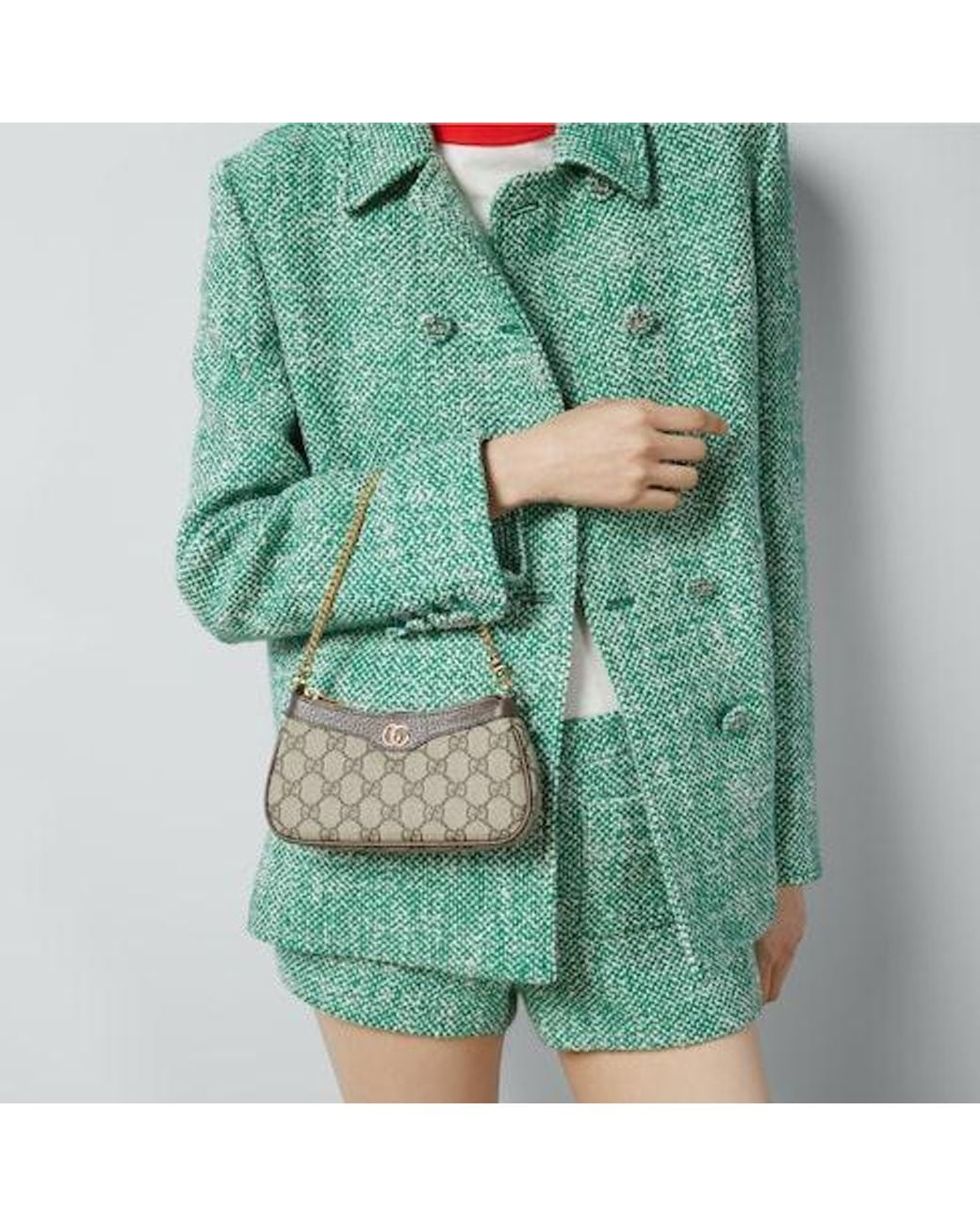 Gucci Gray Ophidia Monogrammed Mini Bag