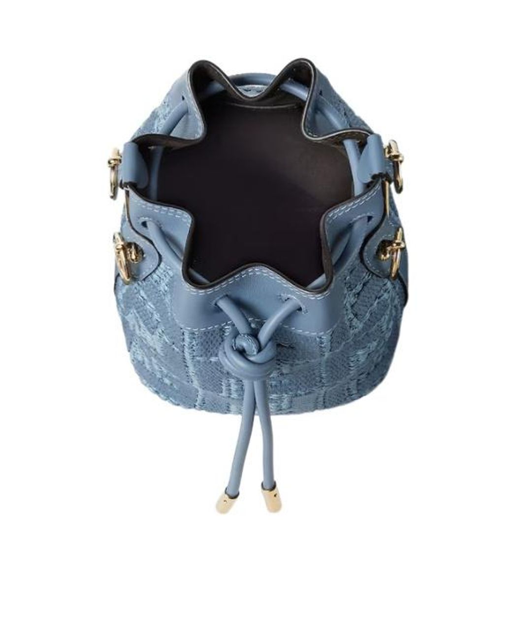 Fendi Blue Mon Tresor Drawstring Bucket Bag