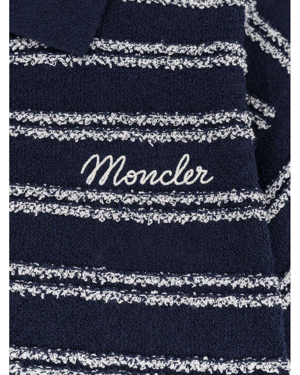 Moncler Blue Striped Short-Sleeved Polo Shirt