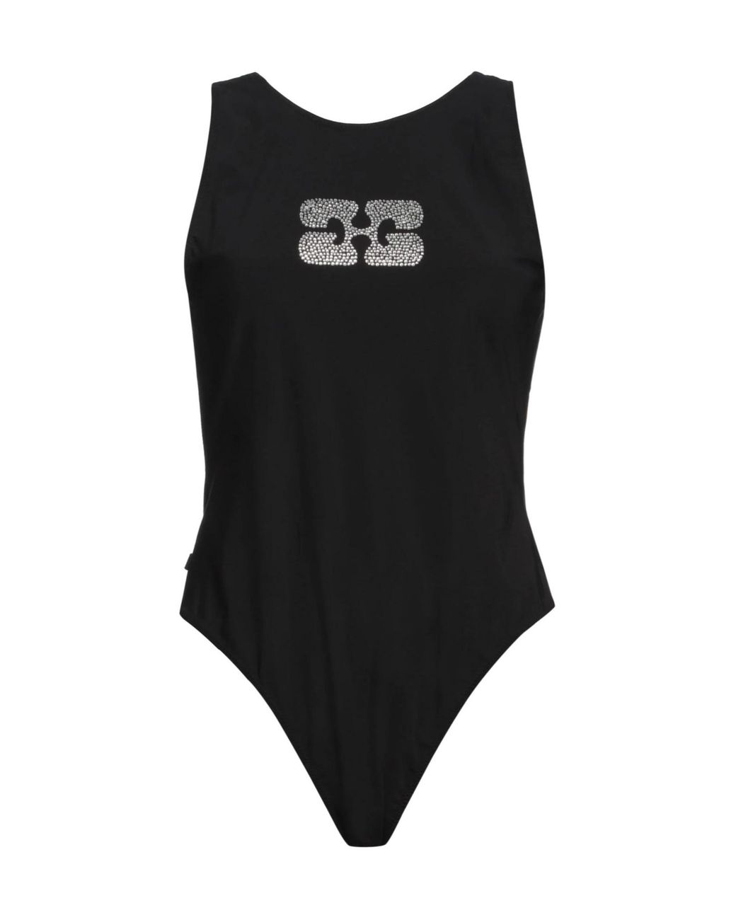 Ganni Black Solid-Color Stretch Bikini