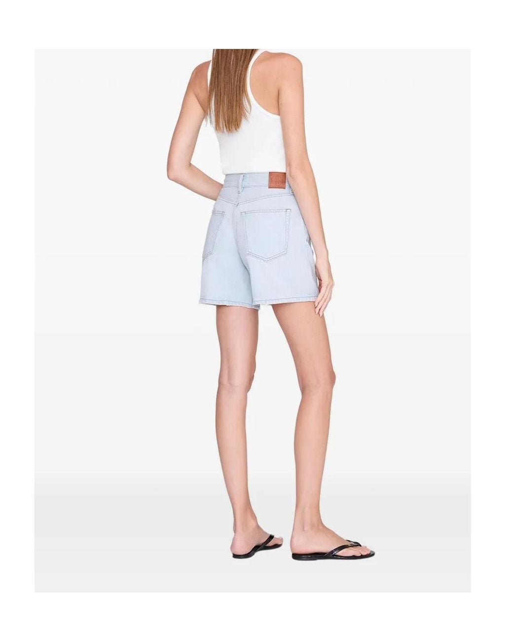 Anine Bing Blue Delaney Frayed-Edge Denim Shorts
