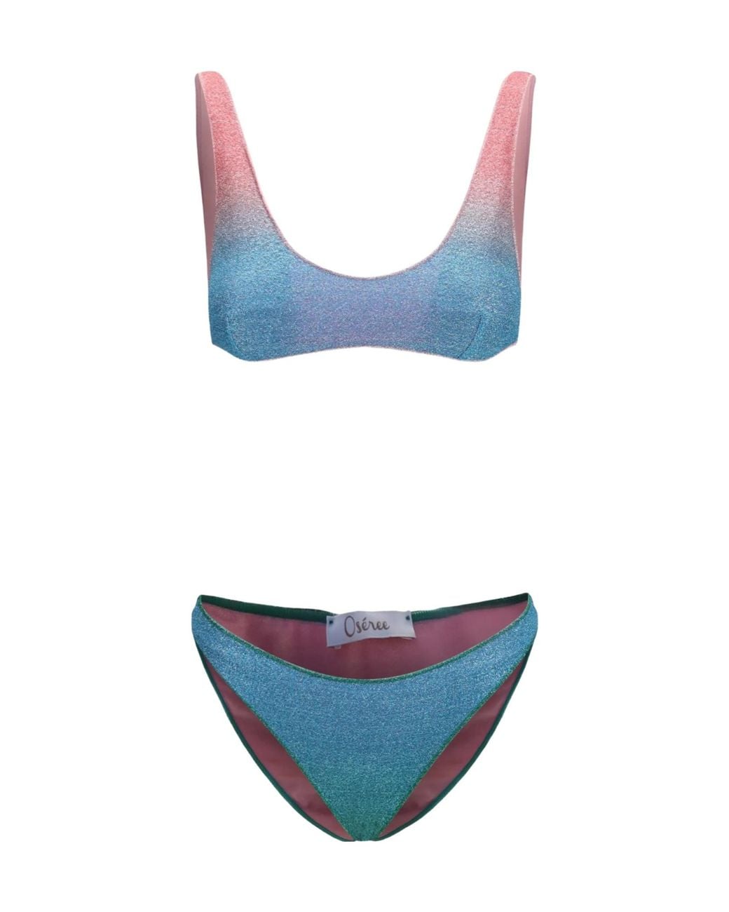 Oseree Blue Oséree Two Piece Lurex Thread Swimsuit