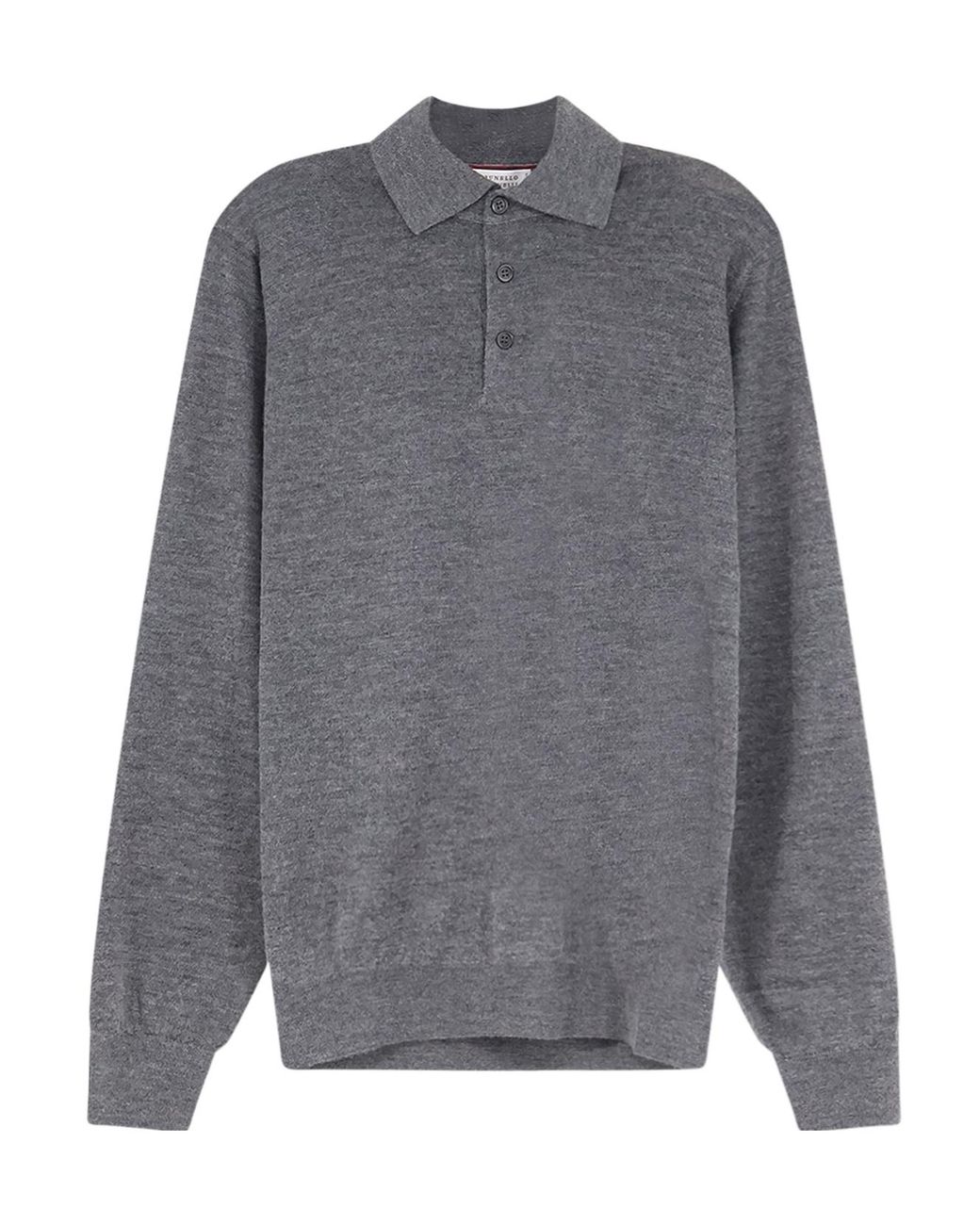 Brunello Cucinelli Gray Long Sleeve Polo Shirt for men