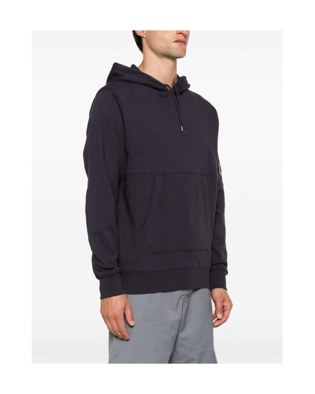 C P Company Blue Long-Sleeved Hooded Hoodie for men