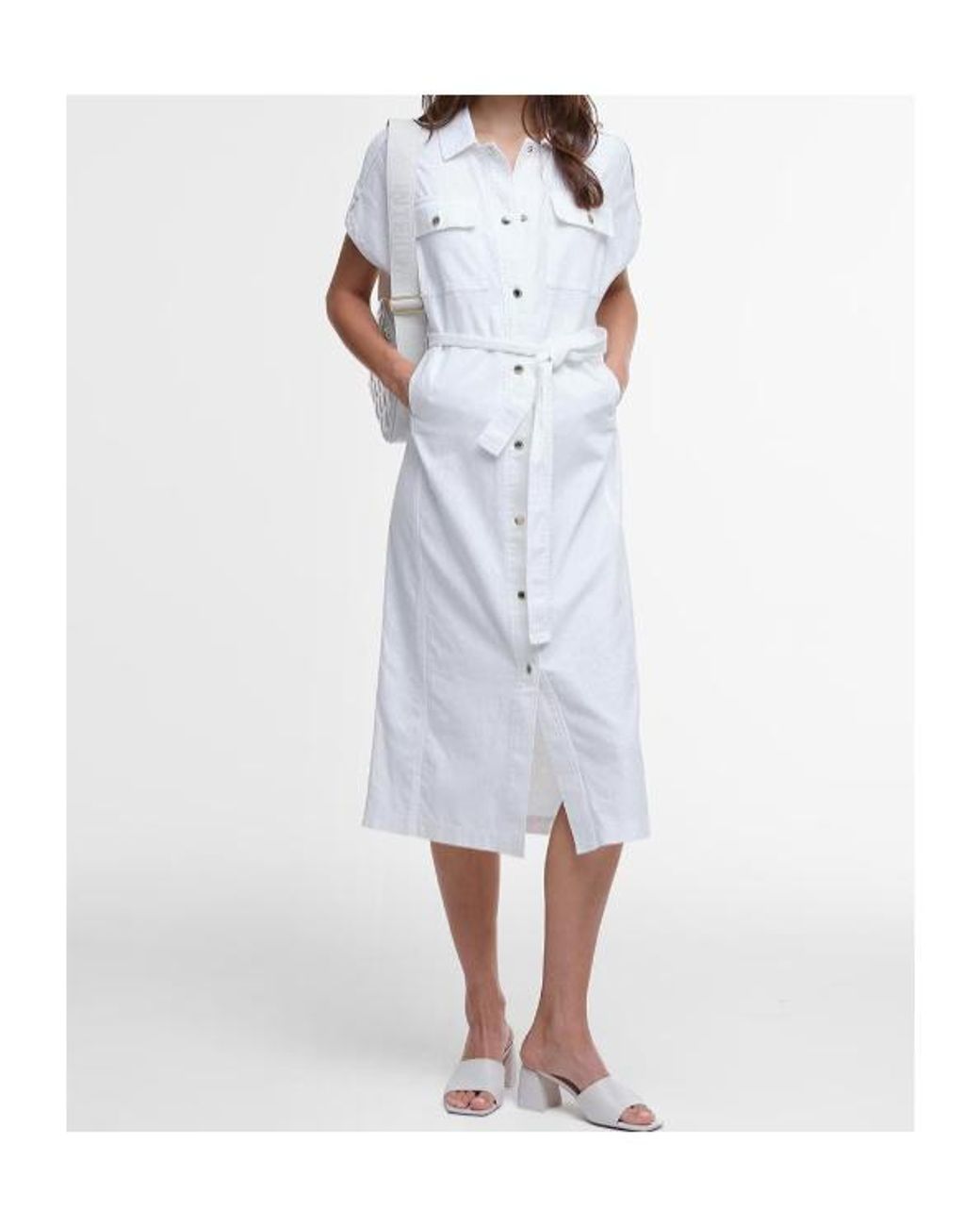 Barbour White Harlow Midi Dress