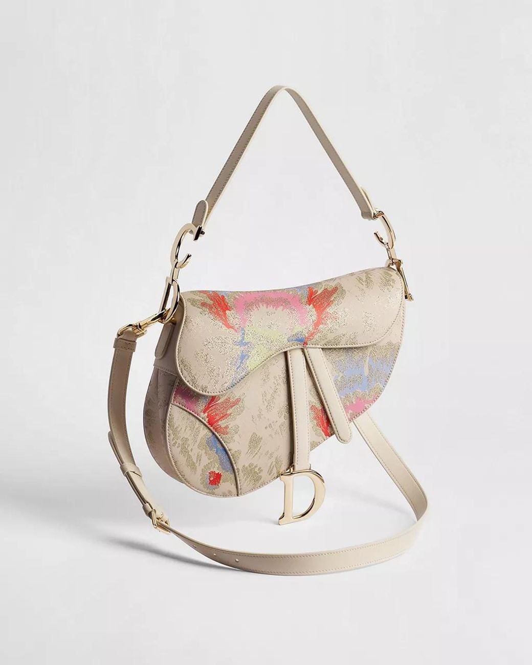 Dior White Saddle Bag With Strap