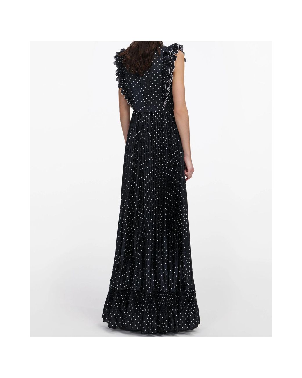 Self-Portrait Blue Ruffled Polka-Dot Maxi Dress