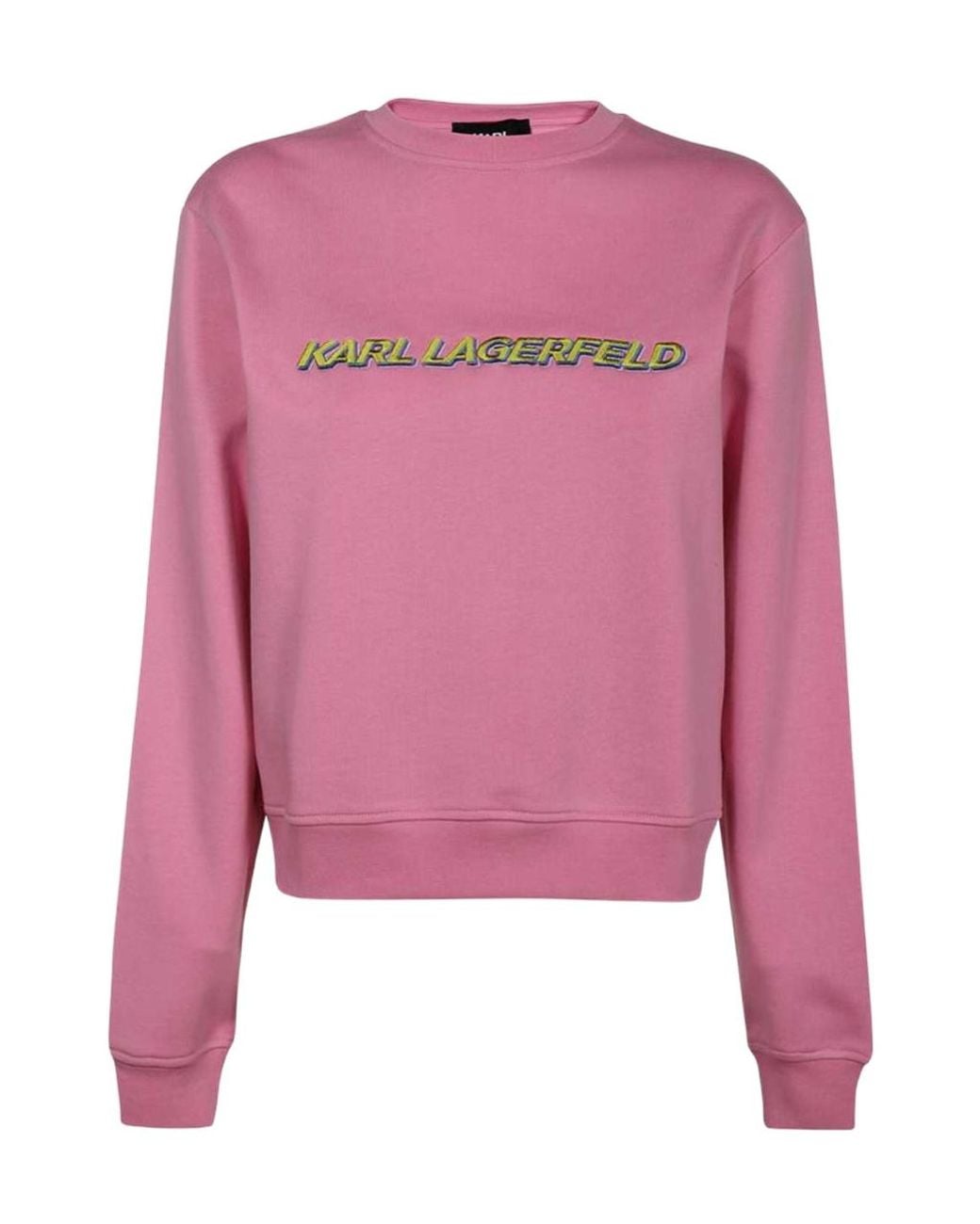 Karl Lagerfeld Pink Logo Printed Crewneck Sweatshirt