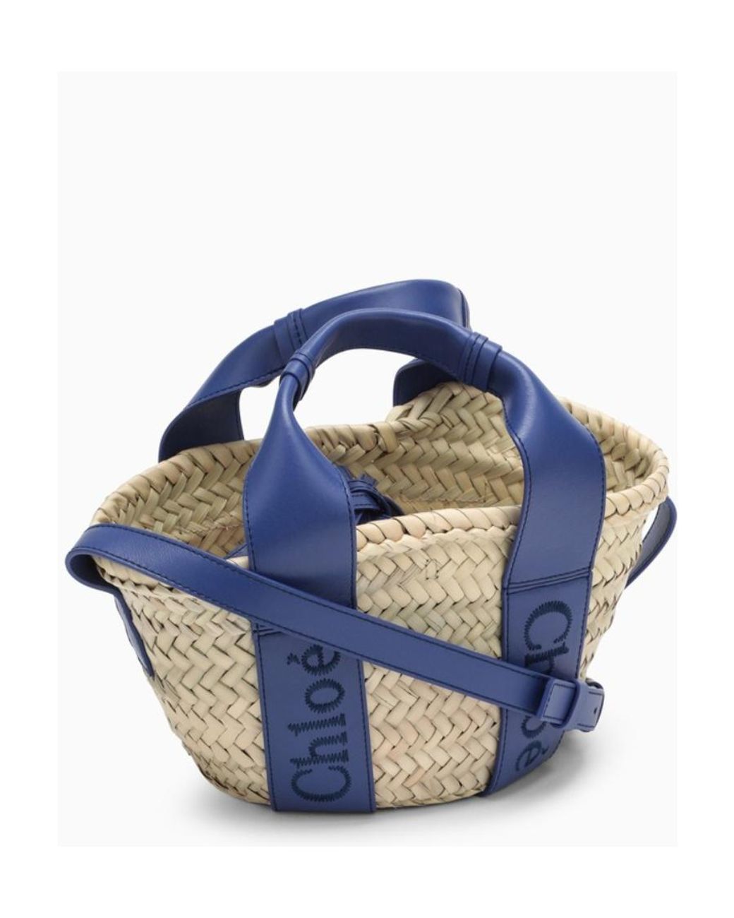 Chloé Blue Sense Mini Raffia Tote Bag