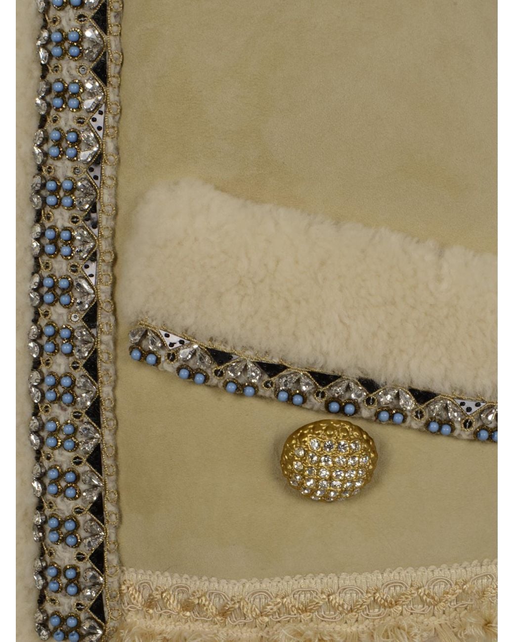 Valentino Natural Embellished Fur-Trimmed Vest