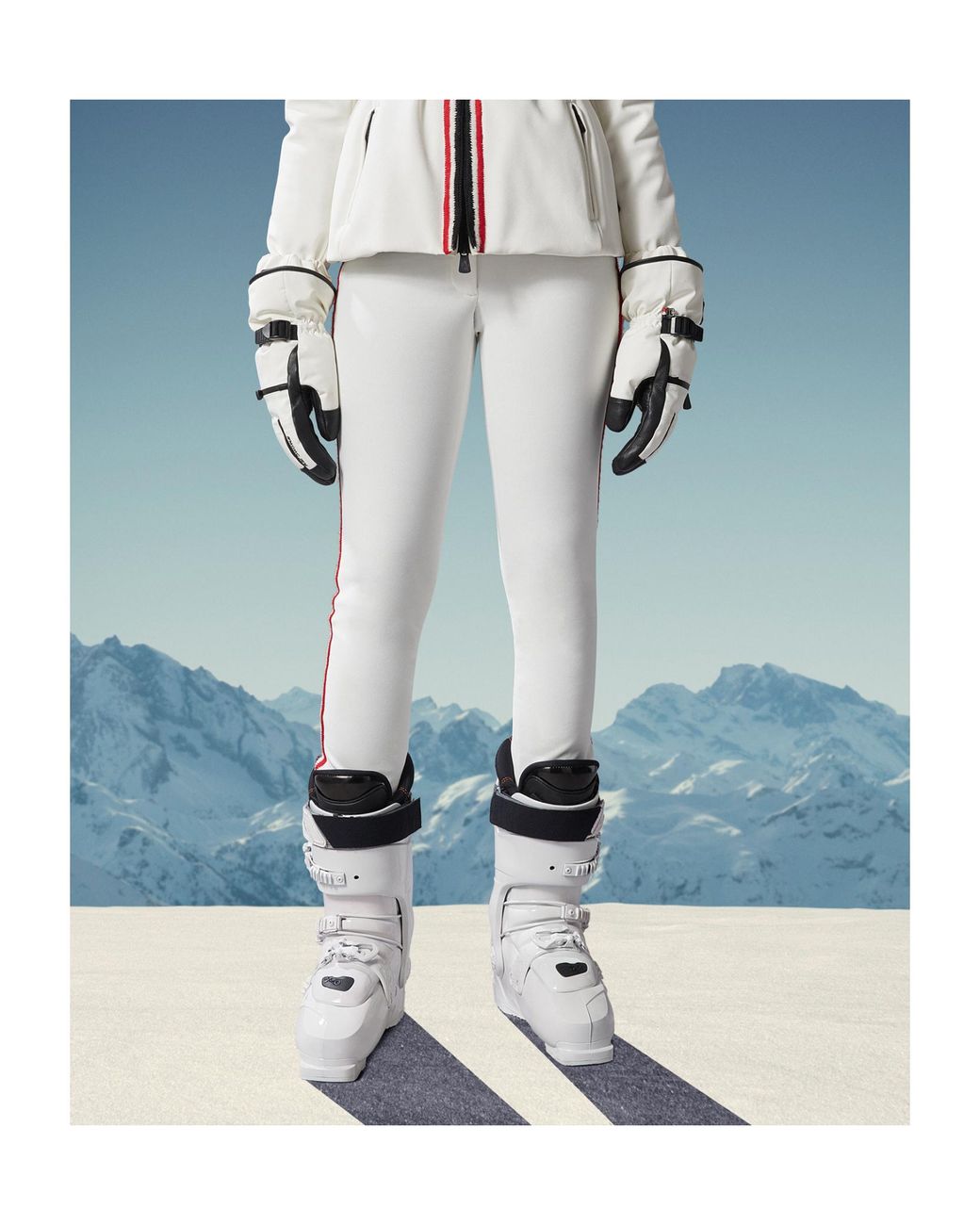 Moncler Natural Grenoble Side Embroidered High-Waisted Pants