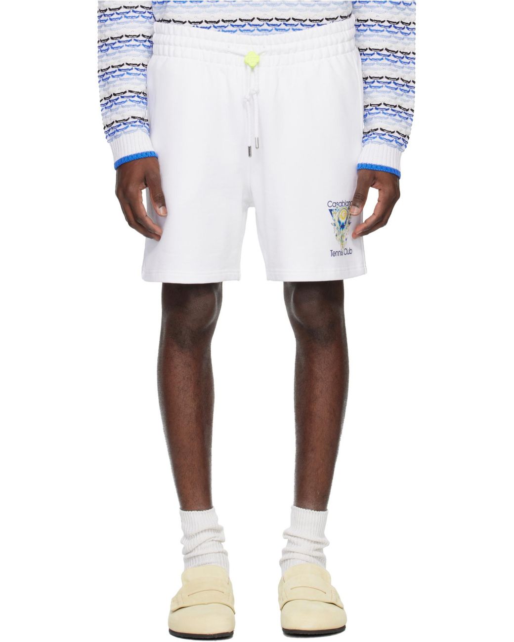 Casablanca White カサブランカ テニス クラブ ロゴ ショーツ for men