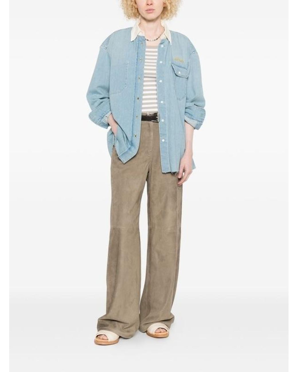 Miu Miu Blue Oversized Denim Shirt