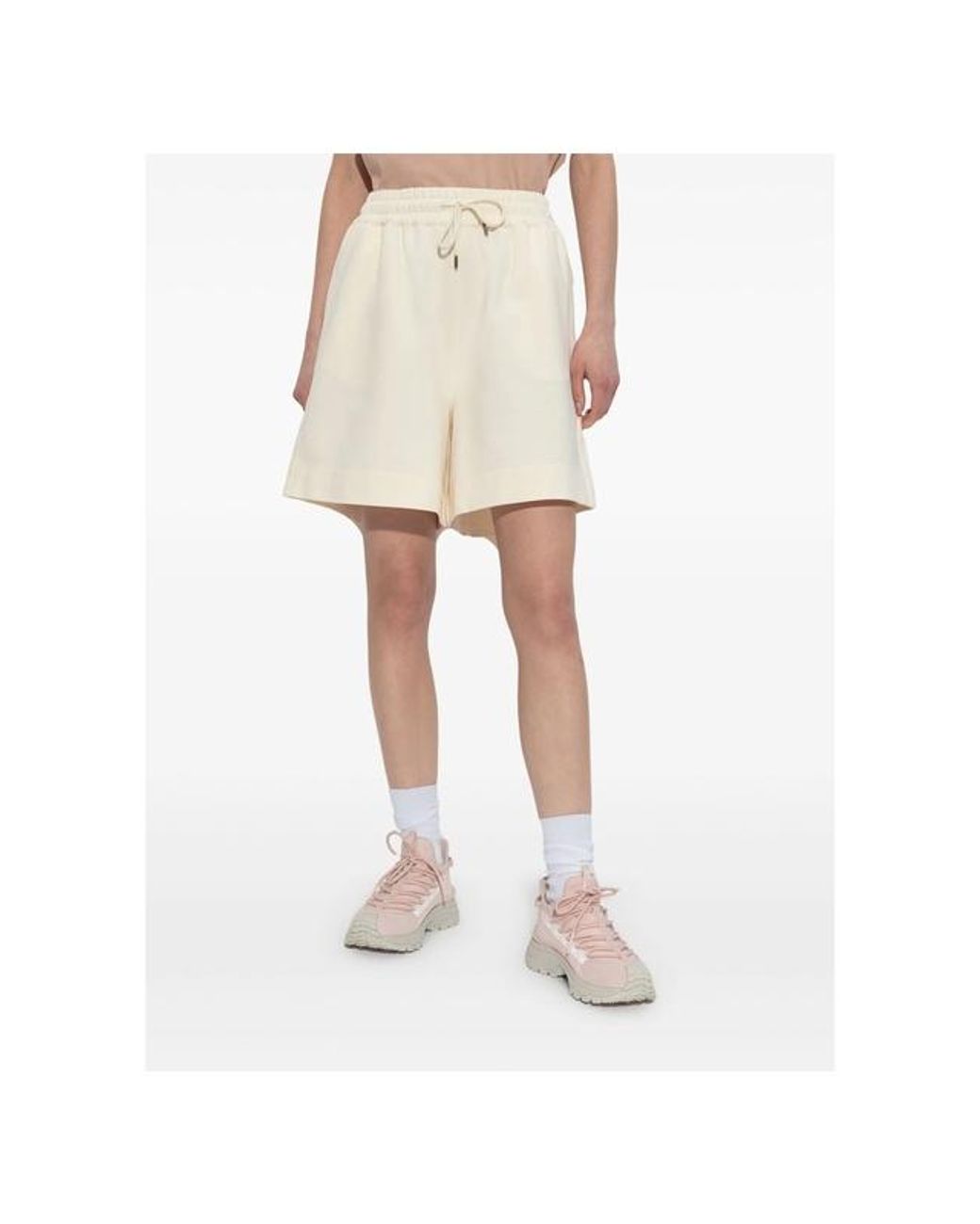 Moncler Natural Logo Patch Drawstring Shorts