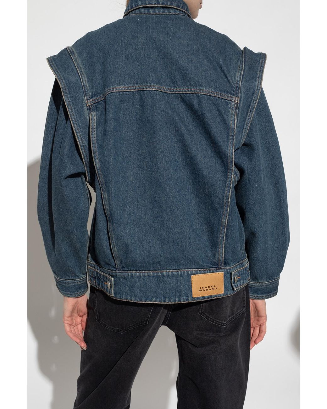 Isabel Marant Blue Harmon Detachable-Sleeves Denim Jacket