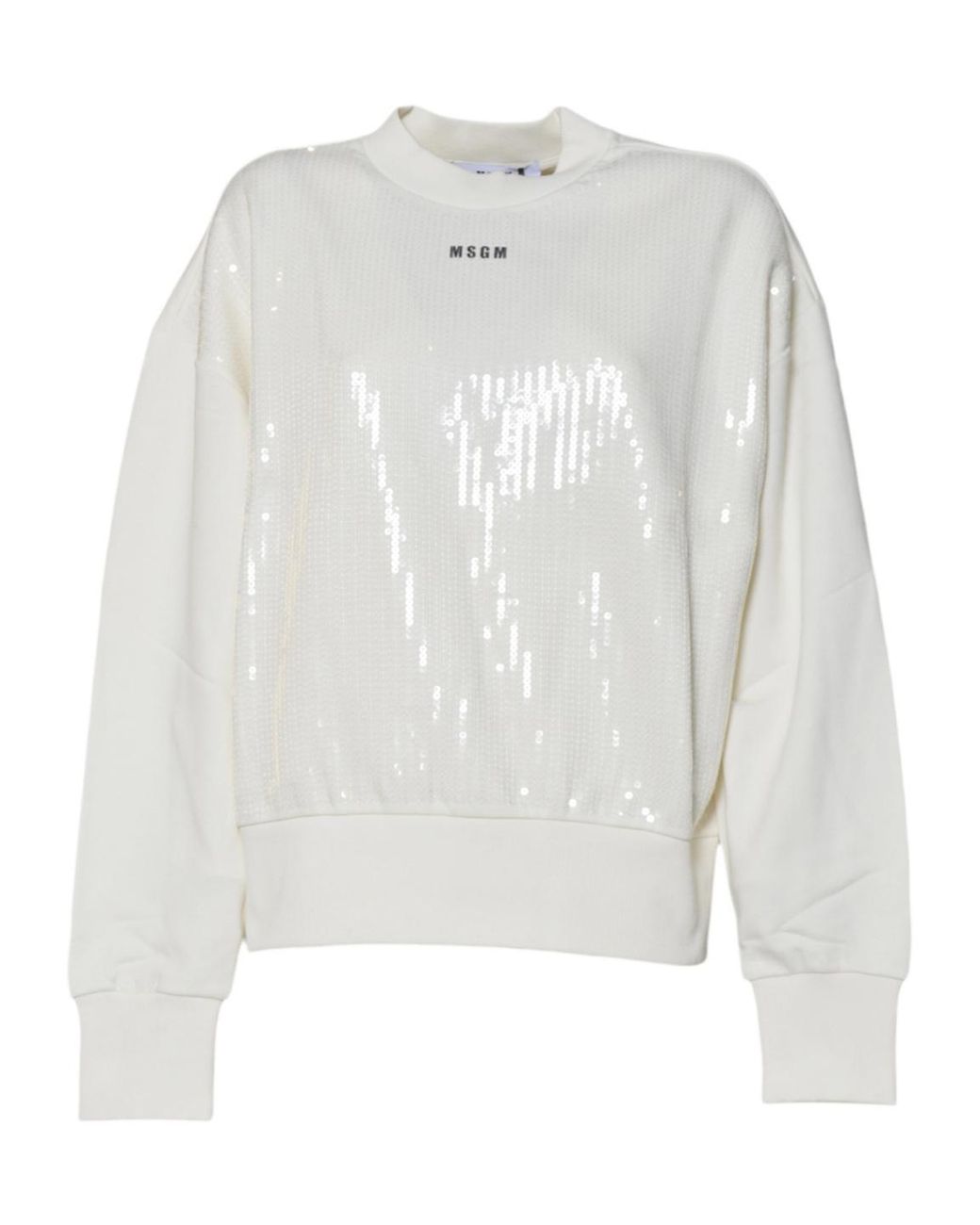 MSGM White Sequin Embellished Crewneck Sweatshirt