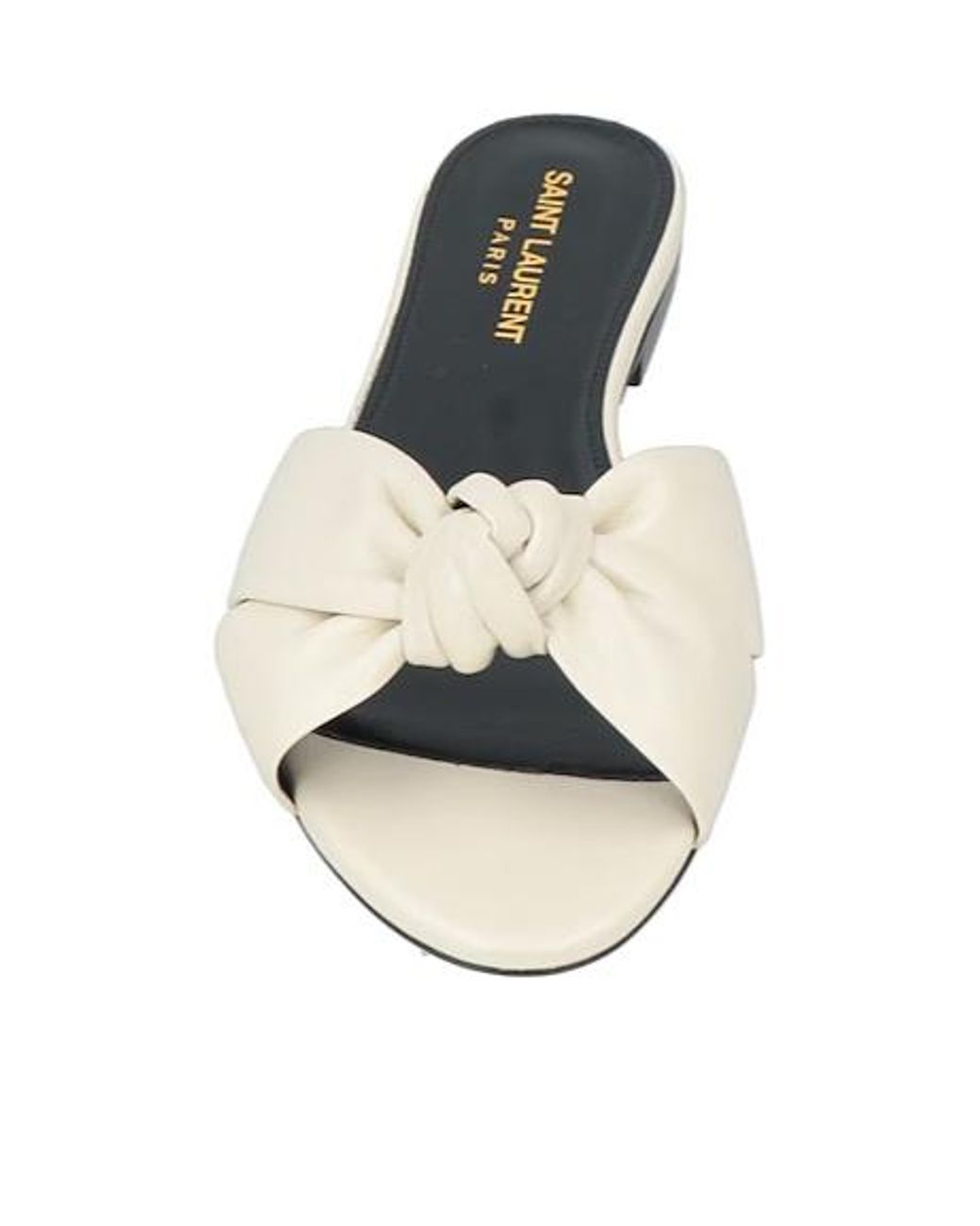Saint Laurent White Minimalist Roundtoe Slippers