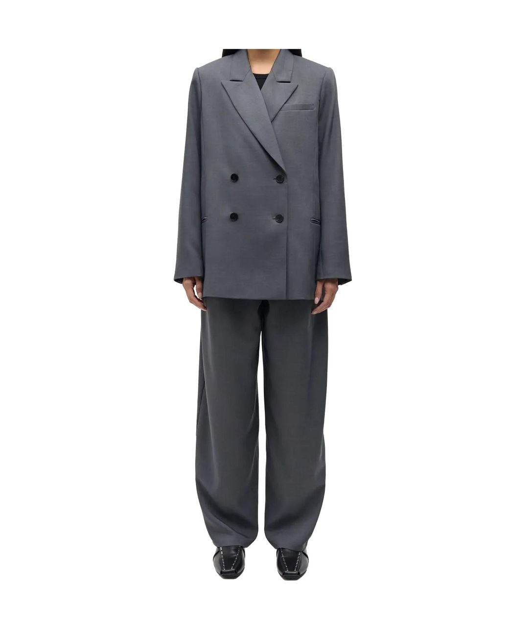 Samsøe & Samsøe Blue Double-Breasted Suit Jacket