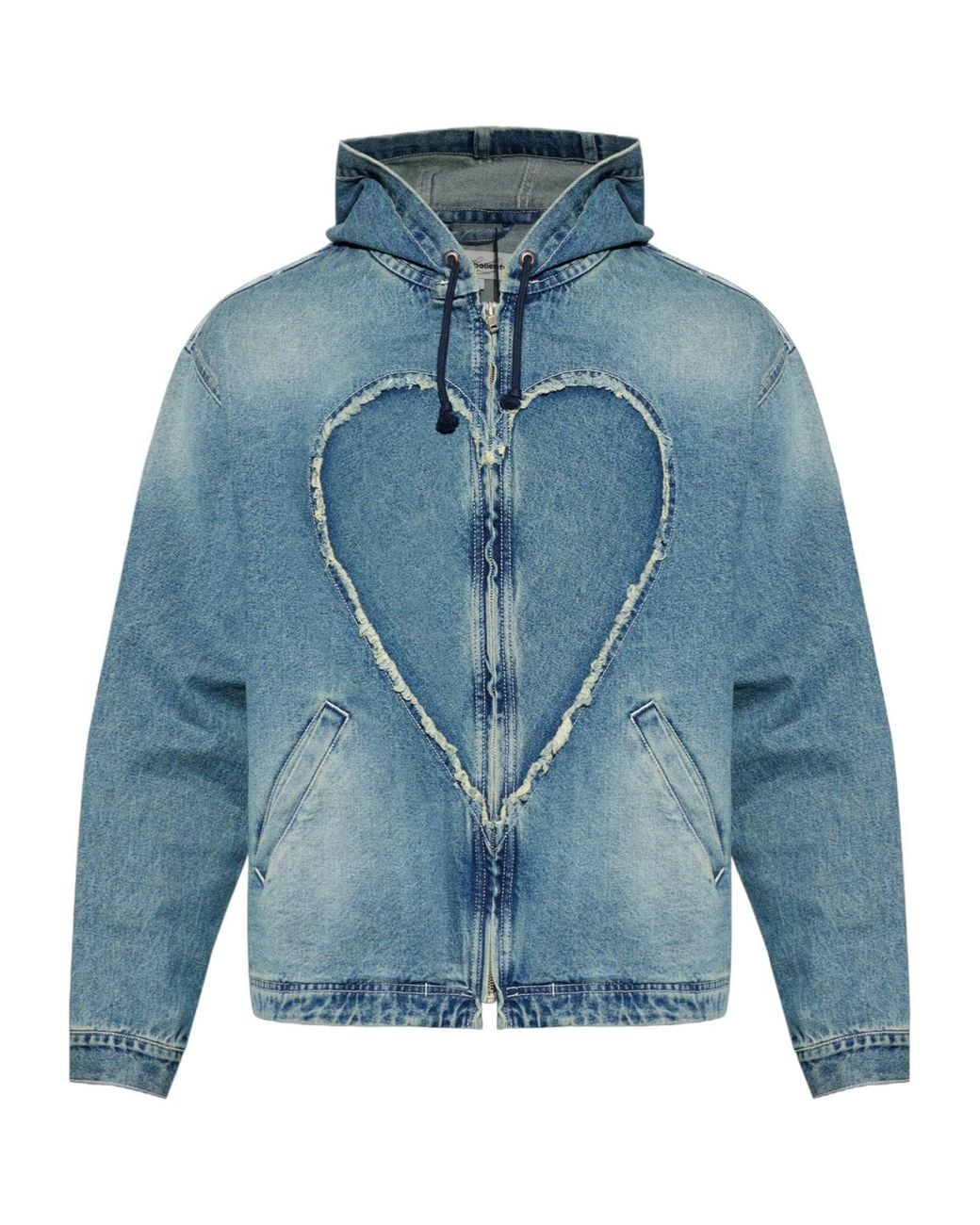 Carne Bollente Blue Heart Hooded Denim Jacket for men
