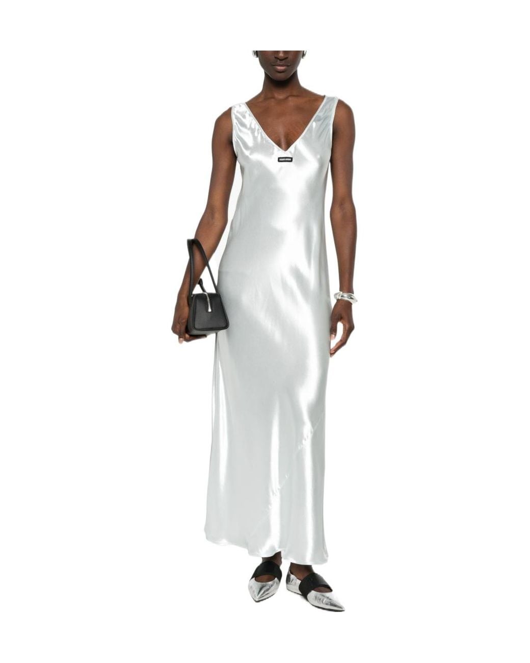 Miu Miu White V-Neck Sleeveless Maxi Dress