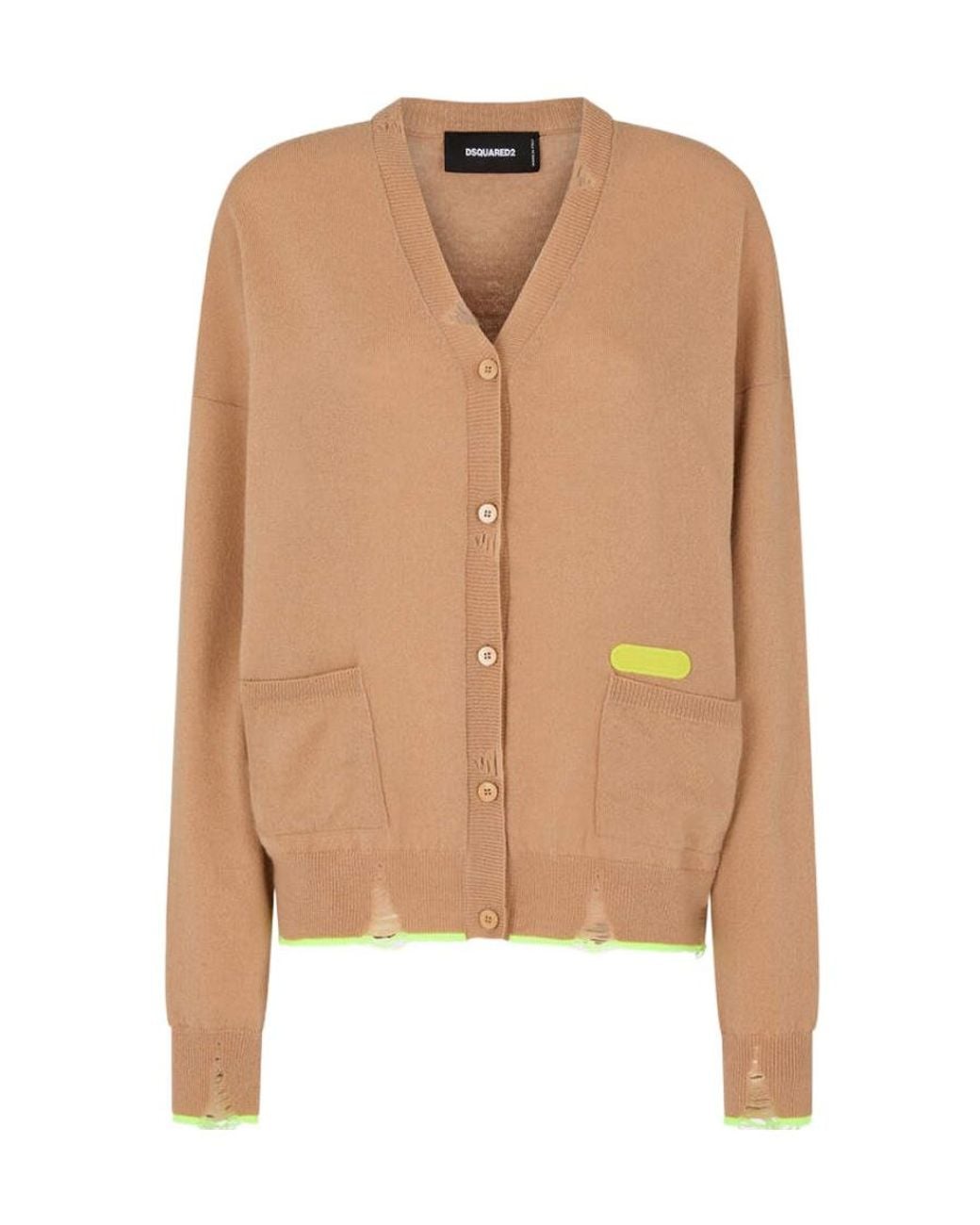 DSquared² Natural Distressed Contrast-Trim Cardigan