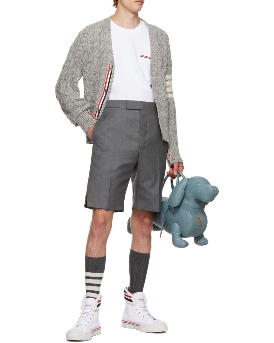 Thom Browne White Striped Trim Pocket T-Shirt for men