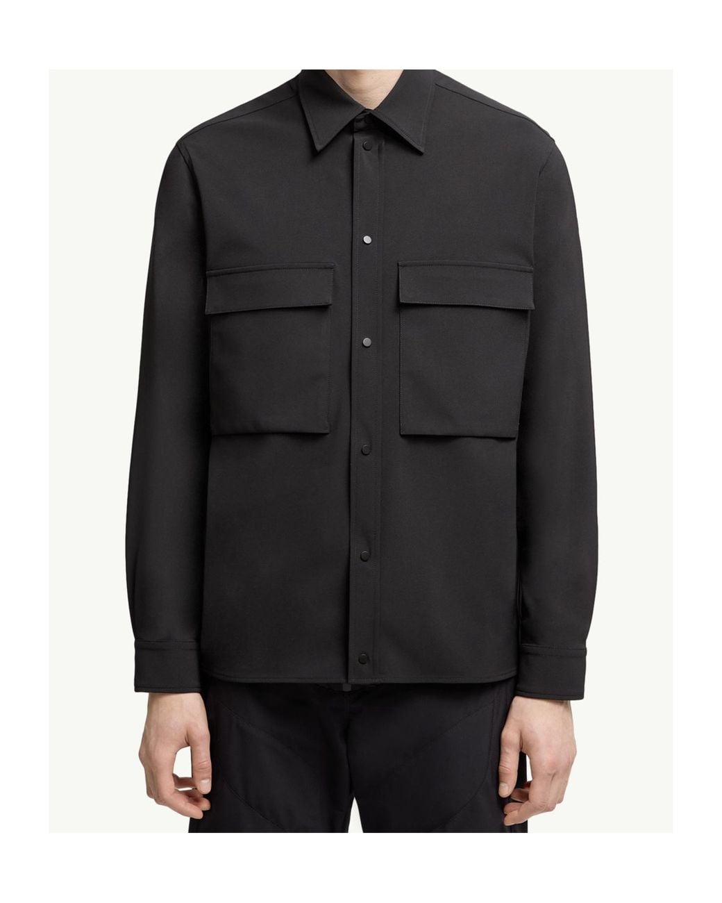 Moncler Black Long Sleeved Button-Up Shirt for men