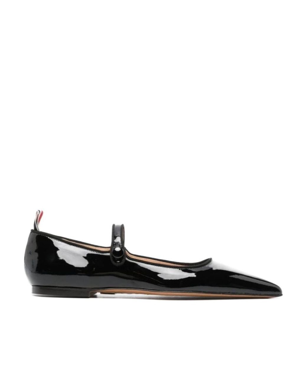Thom Browne Black John Pointed-Toe 4-Bar Tab Flats