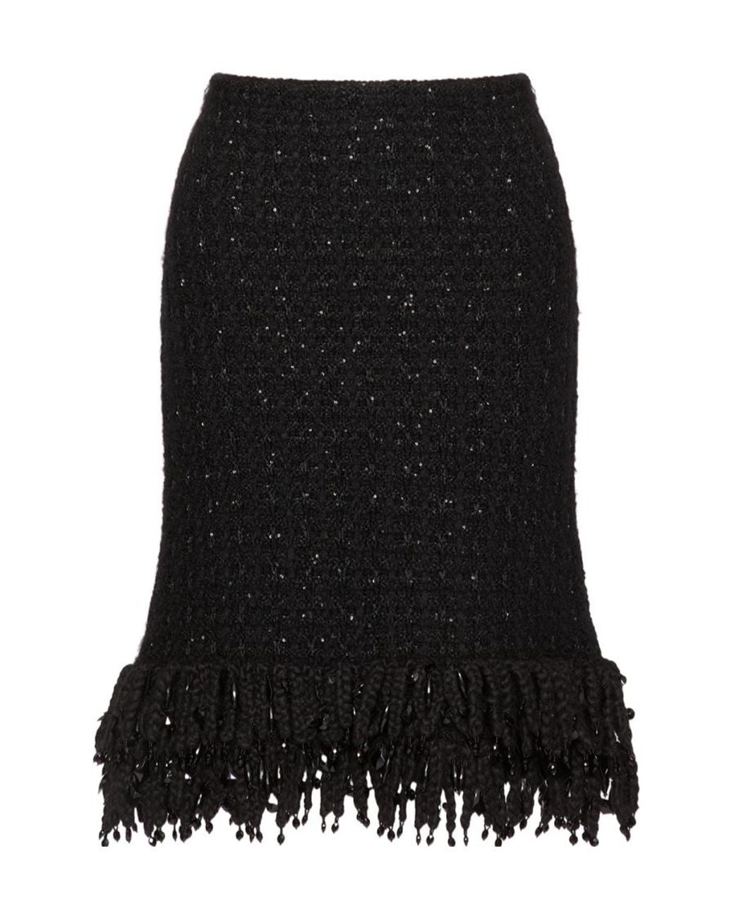 Valentino Black Logo Embroidered Skirt