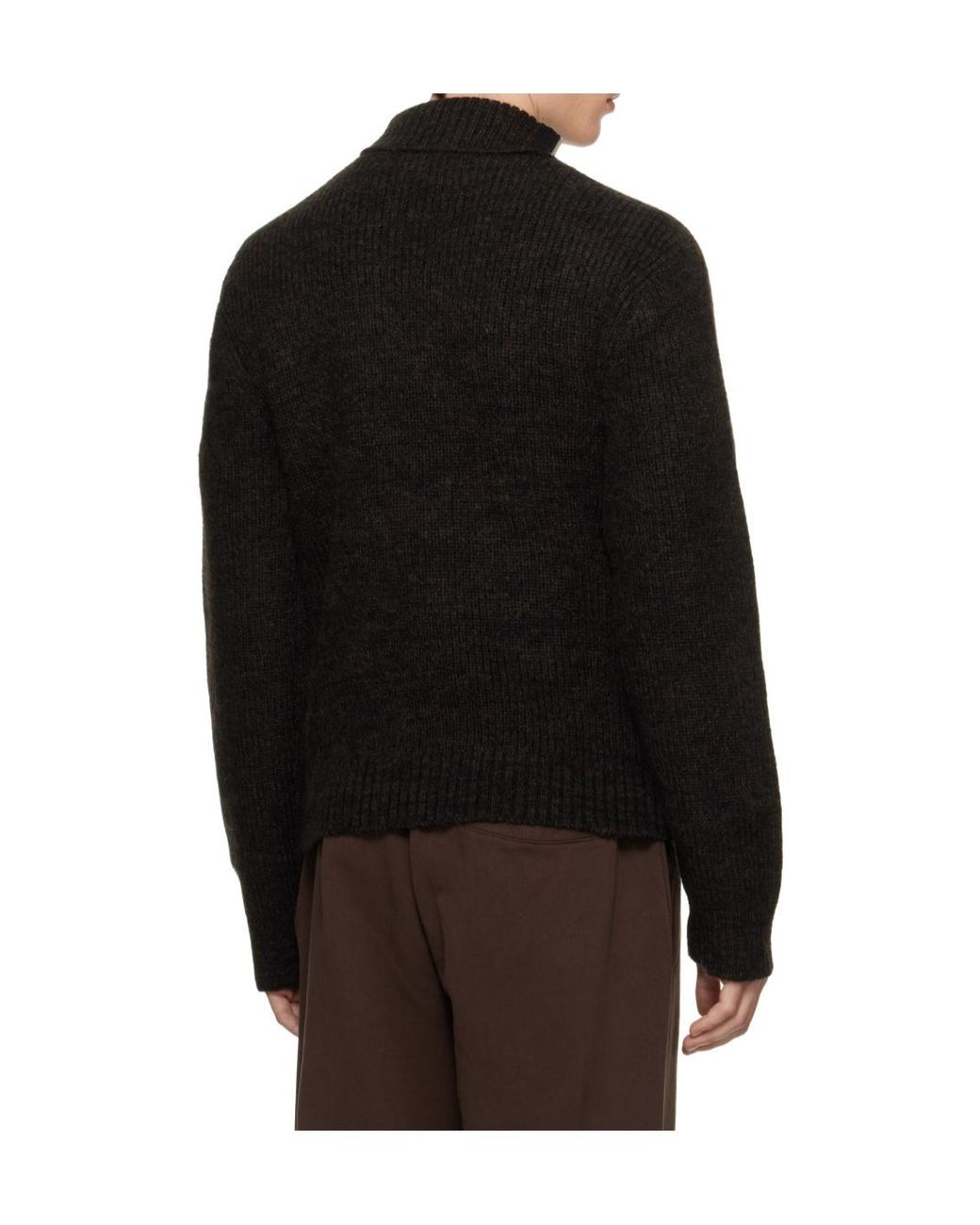 Entire studios Black Zip-Neck Ribbed Sweater for men