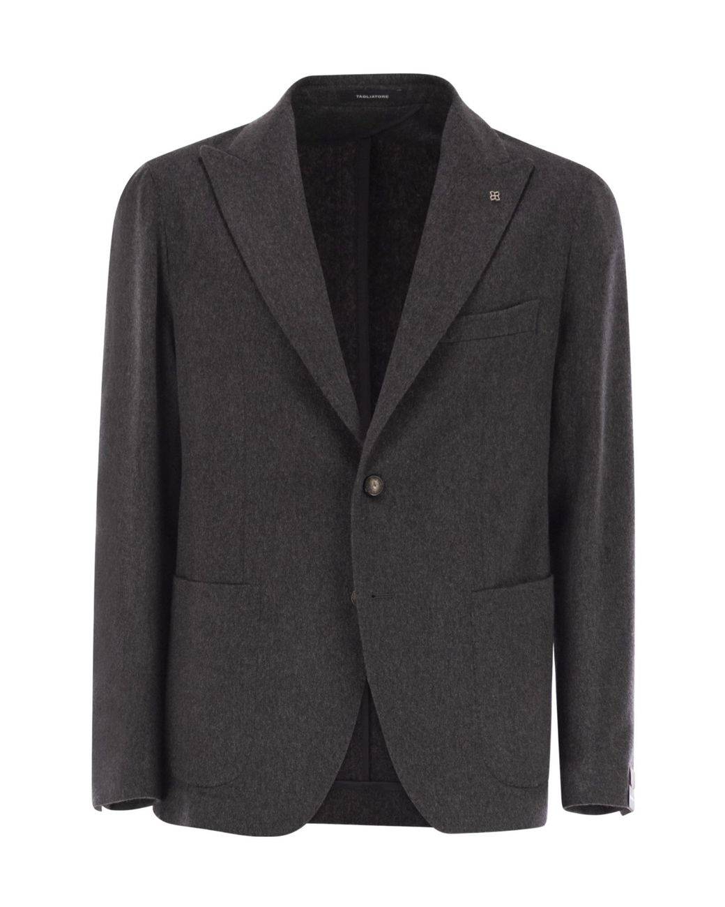 Tagliatore Black Two-Button Patch Pocket Jacket for men