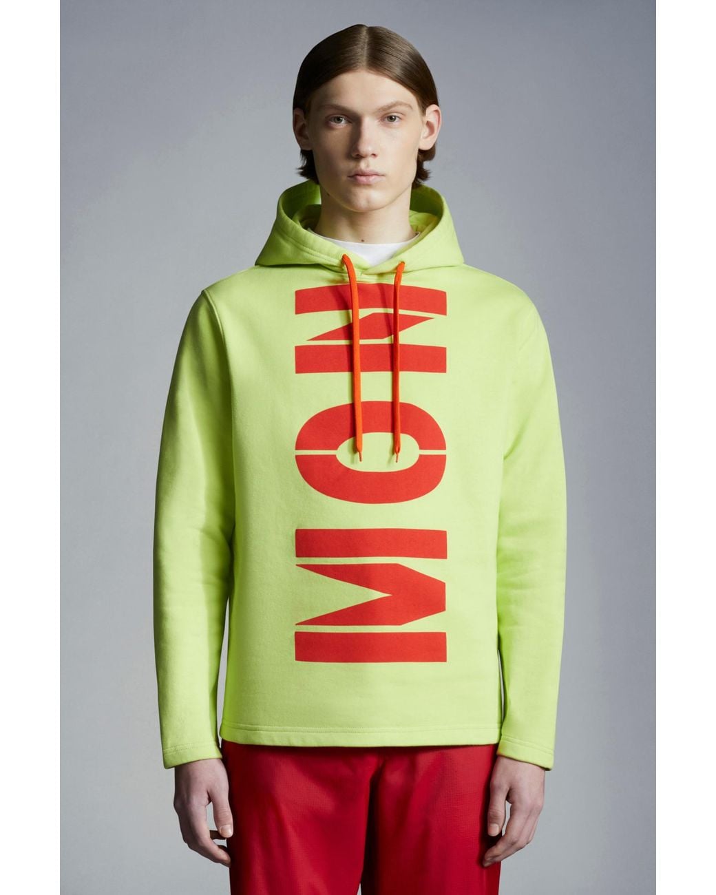 Moncler Green Logo Print Hooded Sweatshirt for men