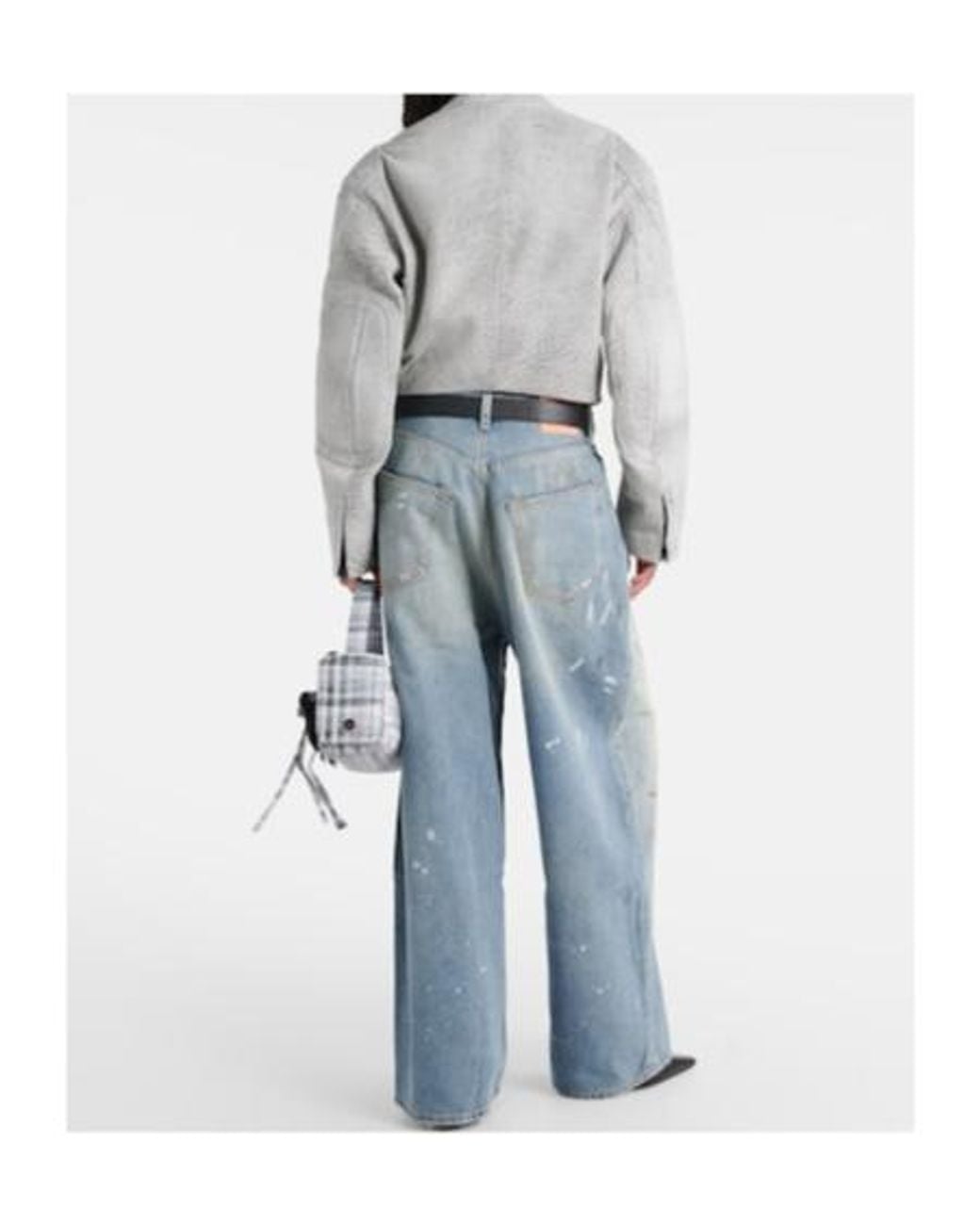 Acne Gray Cropped Leather Jacket