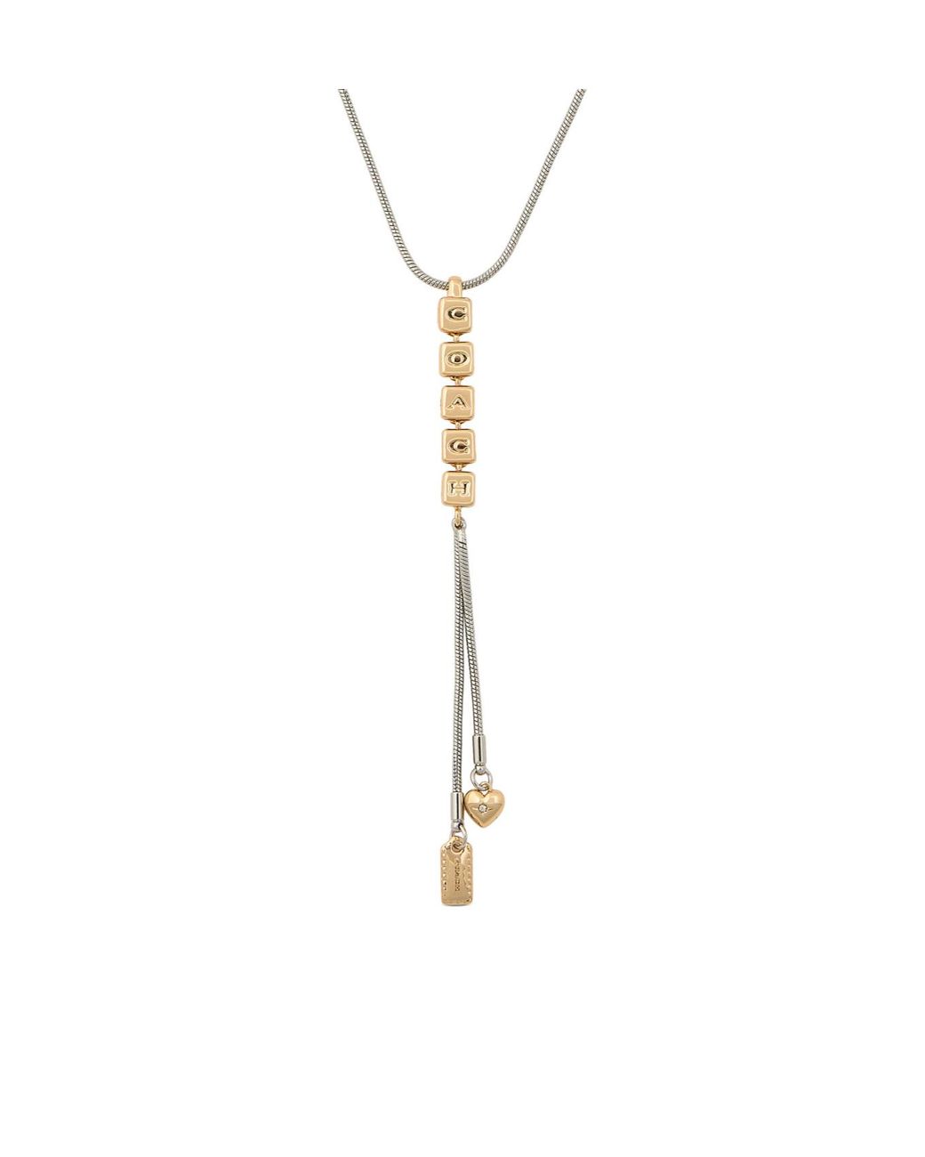 COACH White Cube Necklace, Brass
