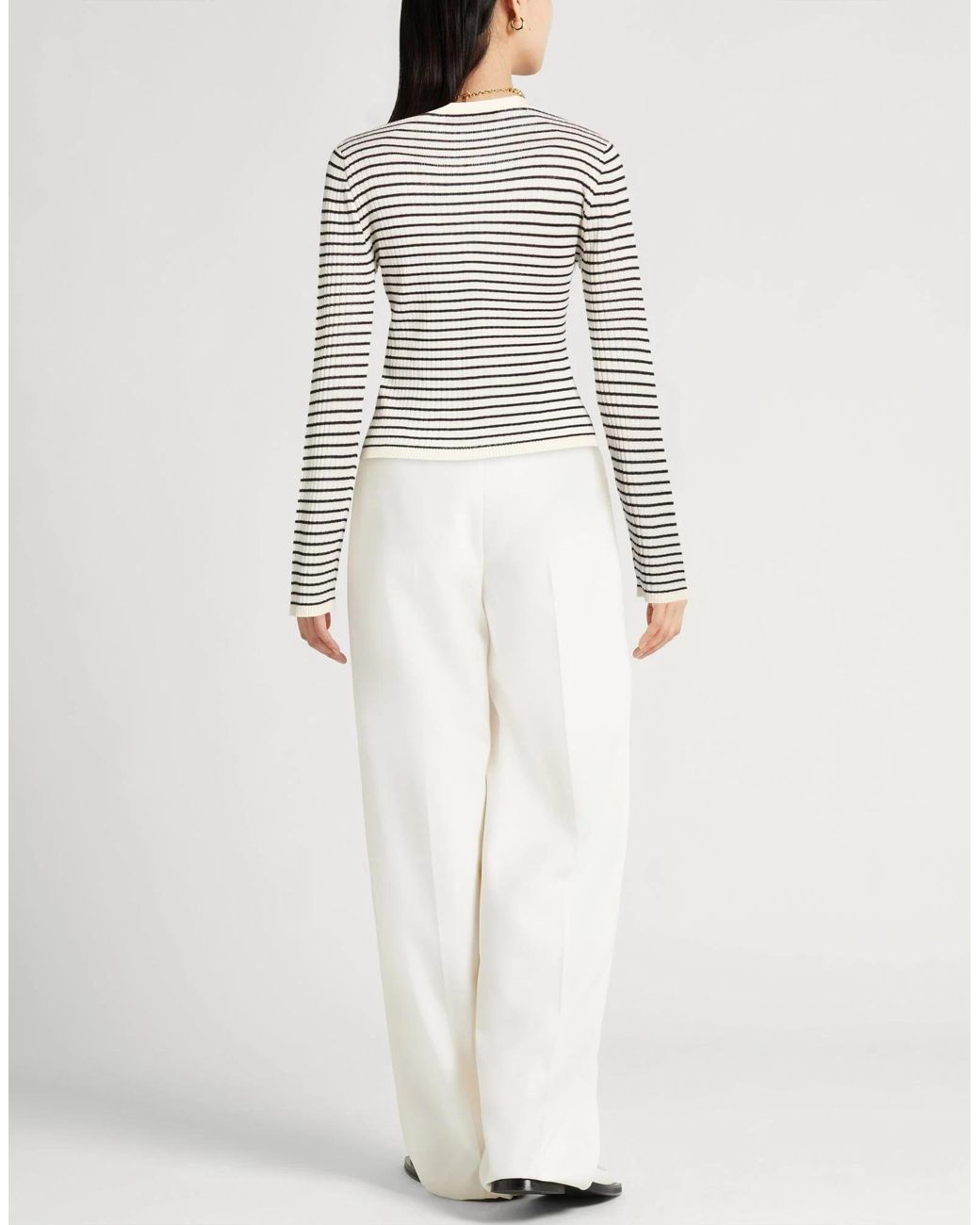 Max Mara White Striped Knit Cardigan