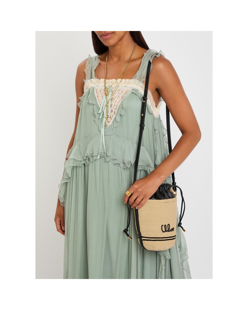 Chloé Multicolor Straw Bucket Bag