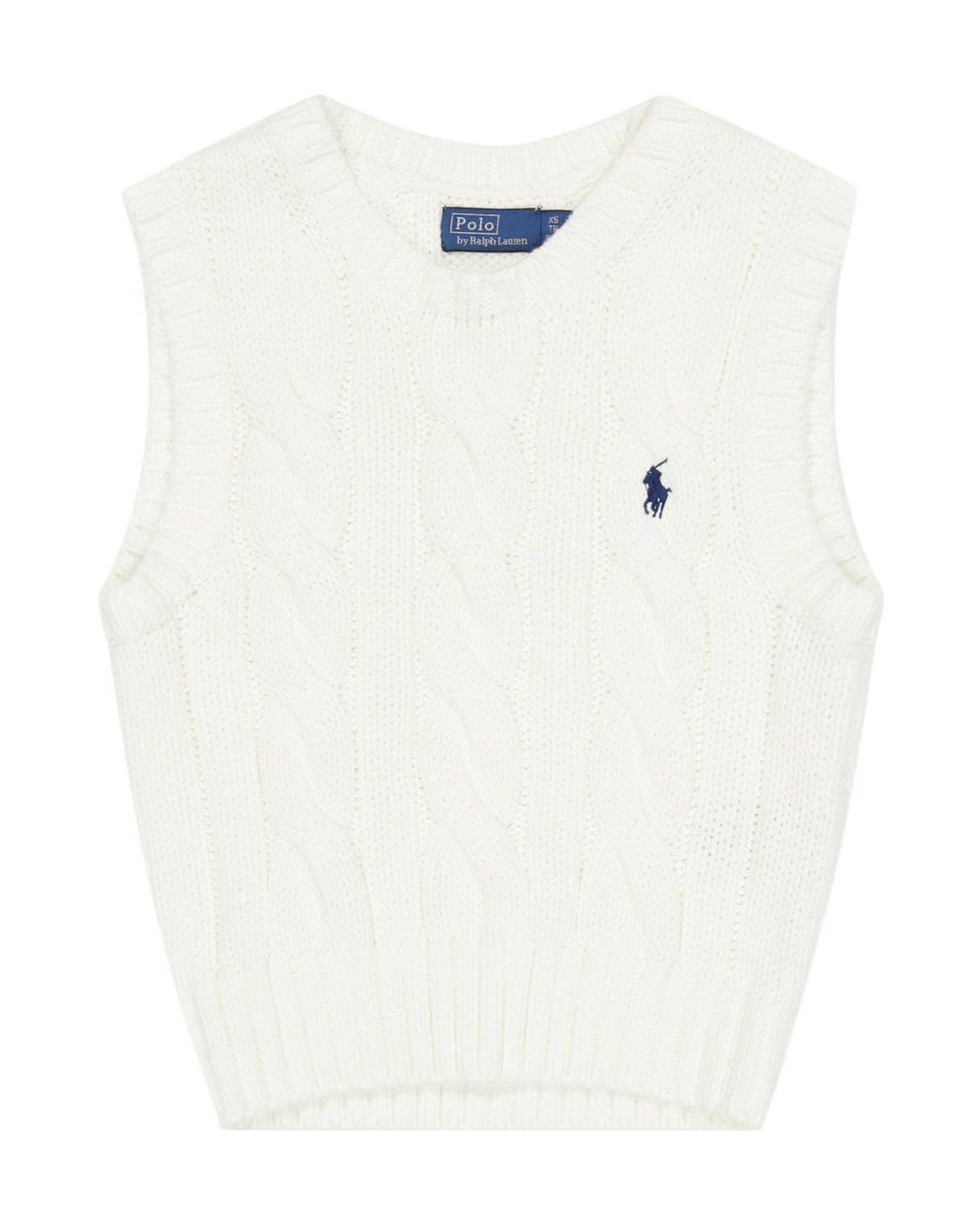 Polo Ralph Lauren White Cable-Knit Sleeveless Vest