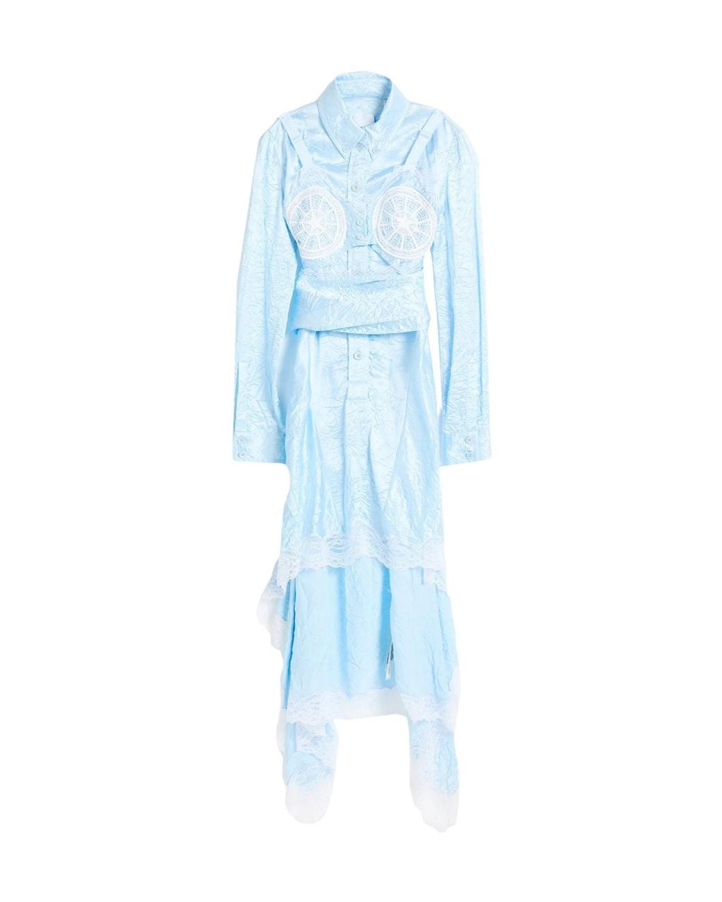 Burberry Blue Satin Shirt Dress